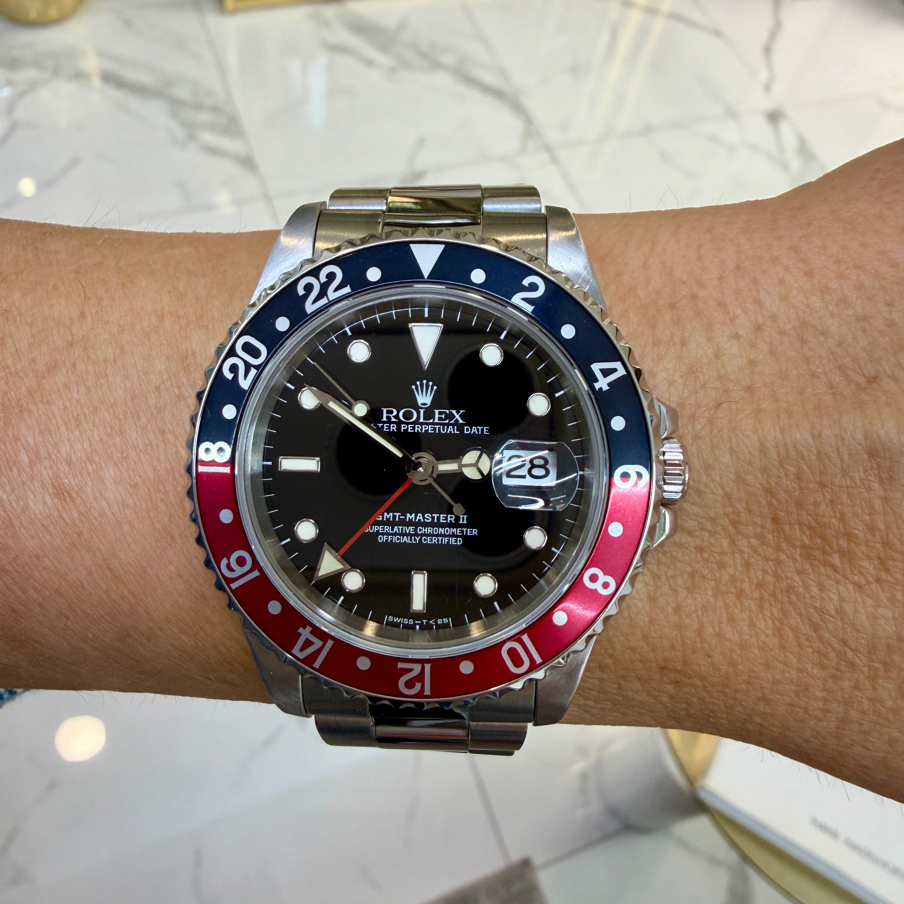 Rolex GMT-Master II 40MM 16710 Black Red Coke Bezel Stainless Steel Watch