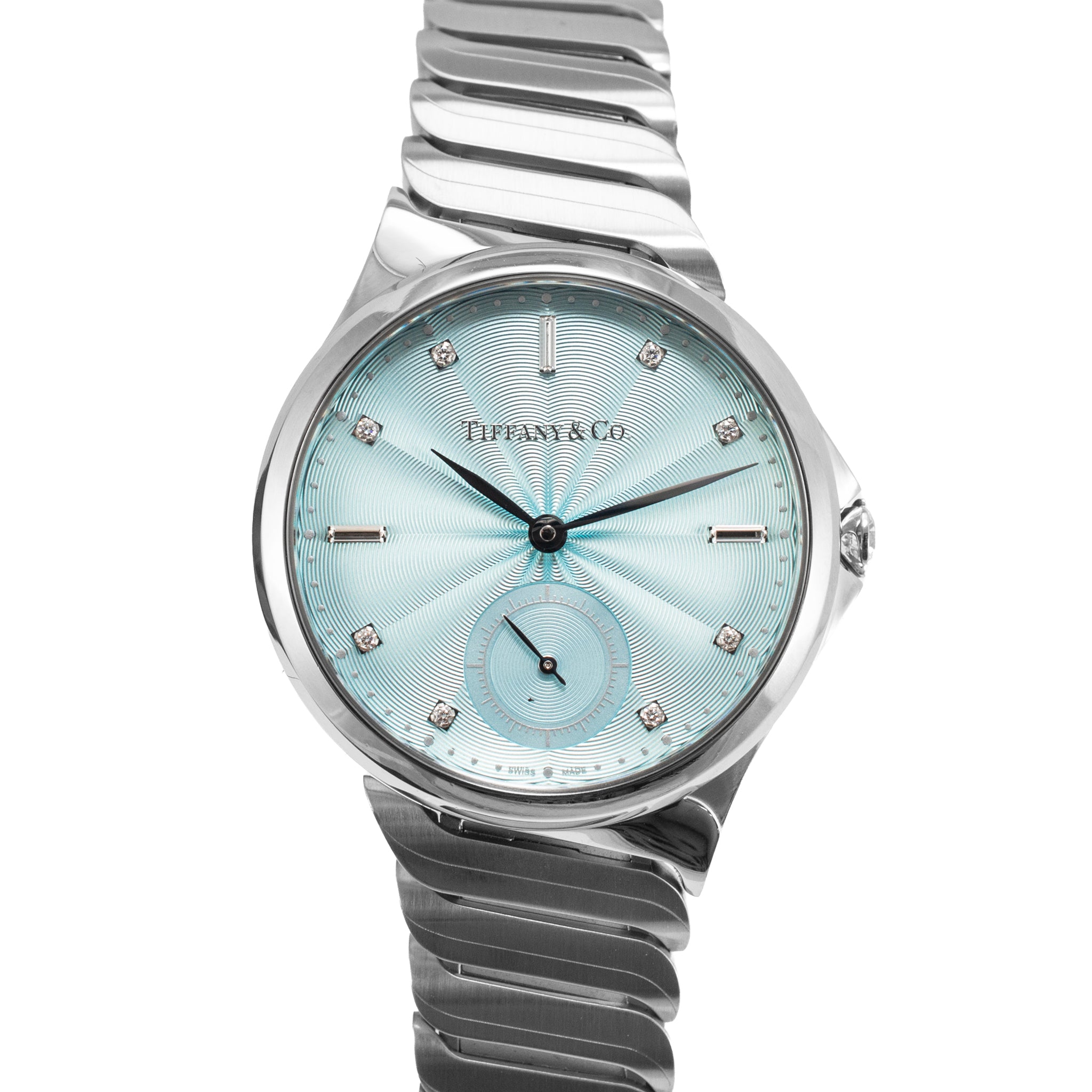 Tiffany & Co. Metro 3-Hand Ice Blue 34MM Diamond Dial Steel Automatic Watch