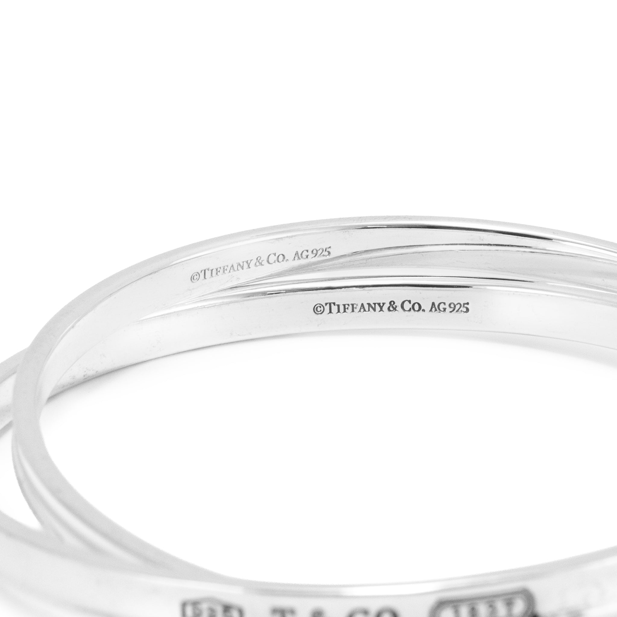 Tiffany & Co 1837 Interlocking 925 Sterling Silver Double Bangle Bracelet