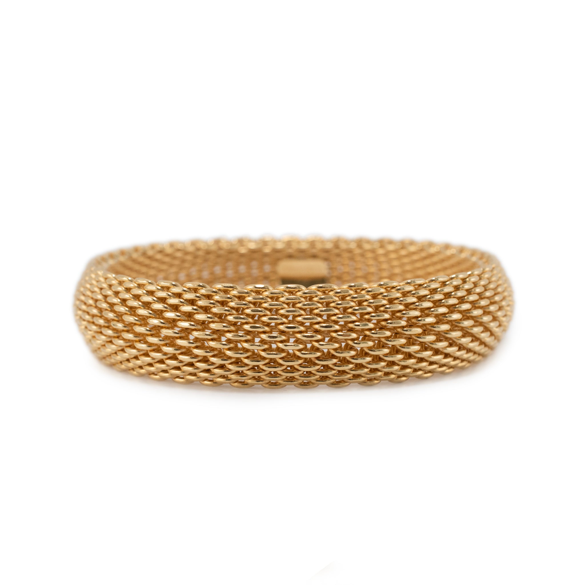 Tiffany & Co. 18K Yellow Gold 15 Link Rows Somerset Mesh Bangle Bracelet