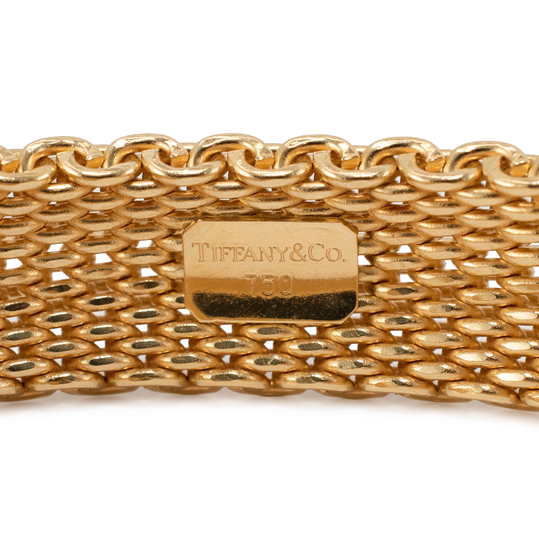 Tiffany & Co. 18K Yellow Gold 15 Link Rows Somerset Mesh Bangle Bracelet