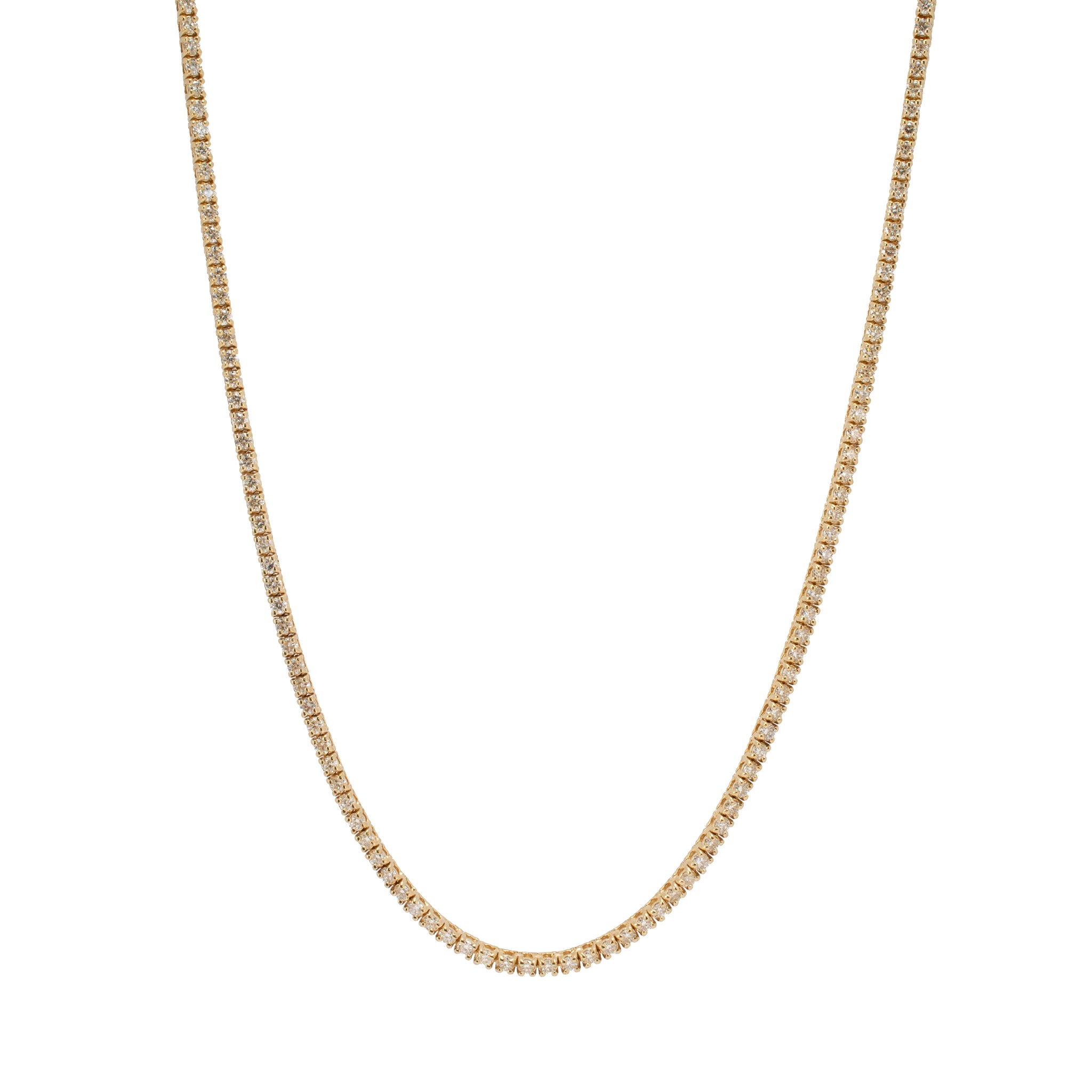 Ladies 14K Yellow Gold 4 Prong 4.63ctw Diamond Tennis Chain Necklace