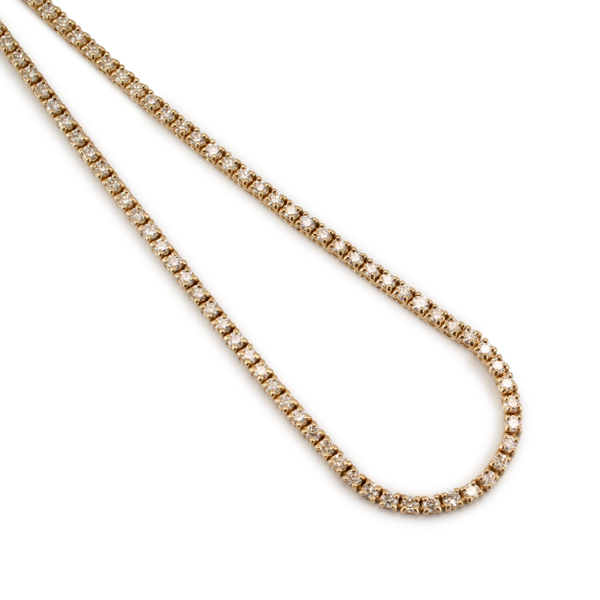Ladies 14K Yellow Gold 4 Prong 4.63ctw Diamond Tennis Chain Necklace