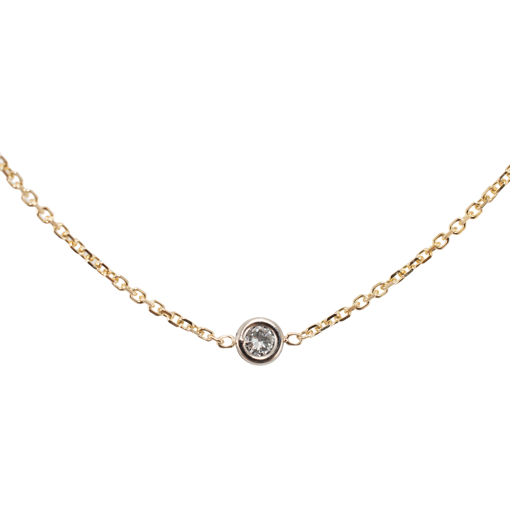 Ladies 14K Yellow Gold 0.45ctw Round Diamond by the Yard Station Chain Necklace