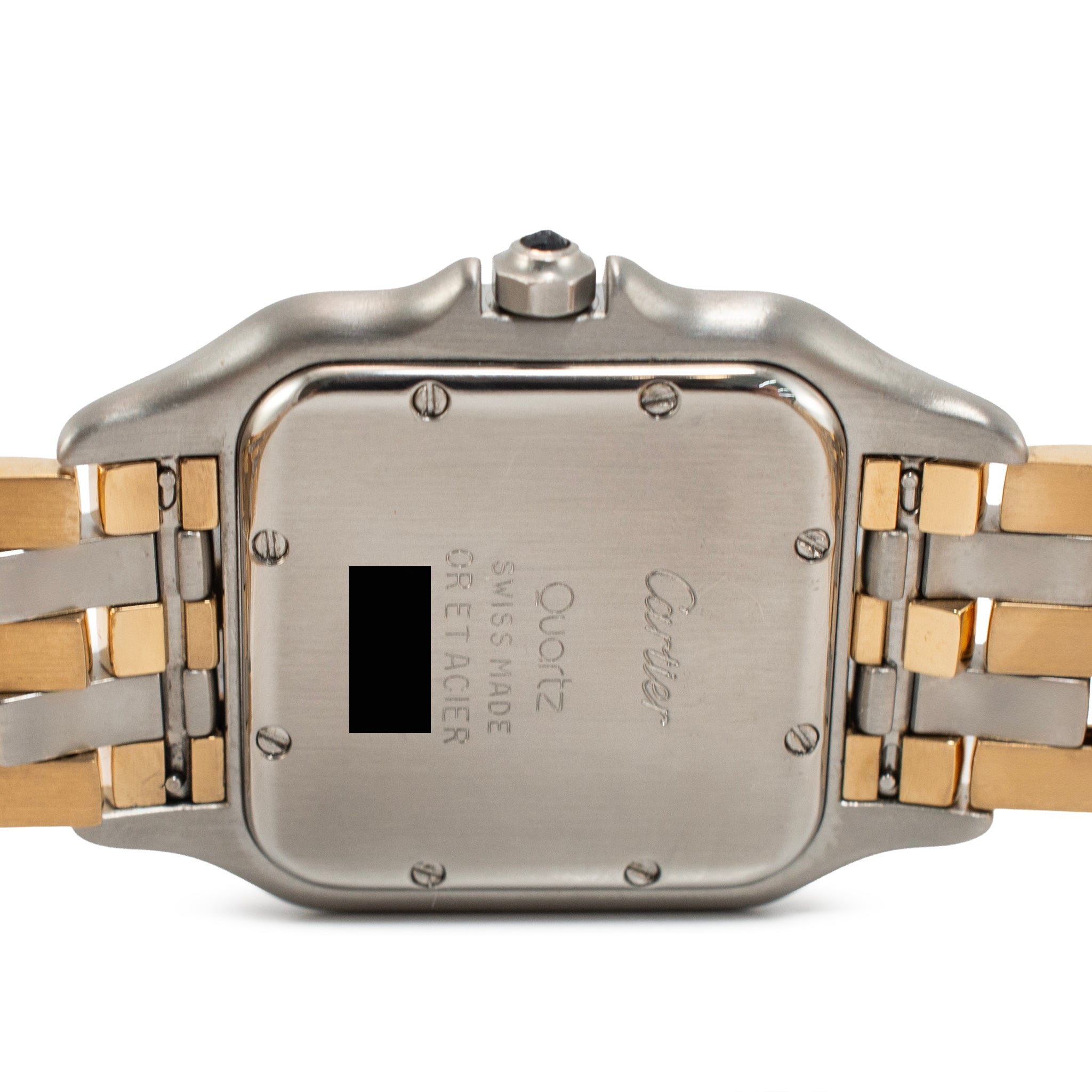 Ladies Cartier Panthere Three Row 27MM 187949 Diamond Bezel Gold Steel Watch