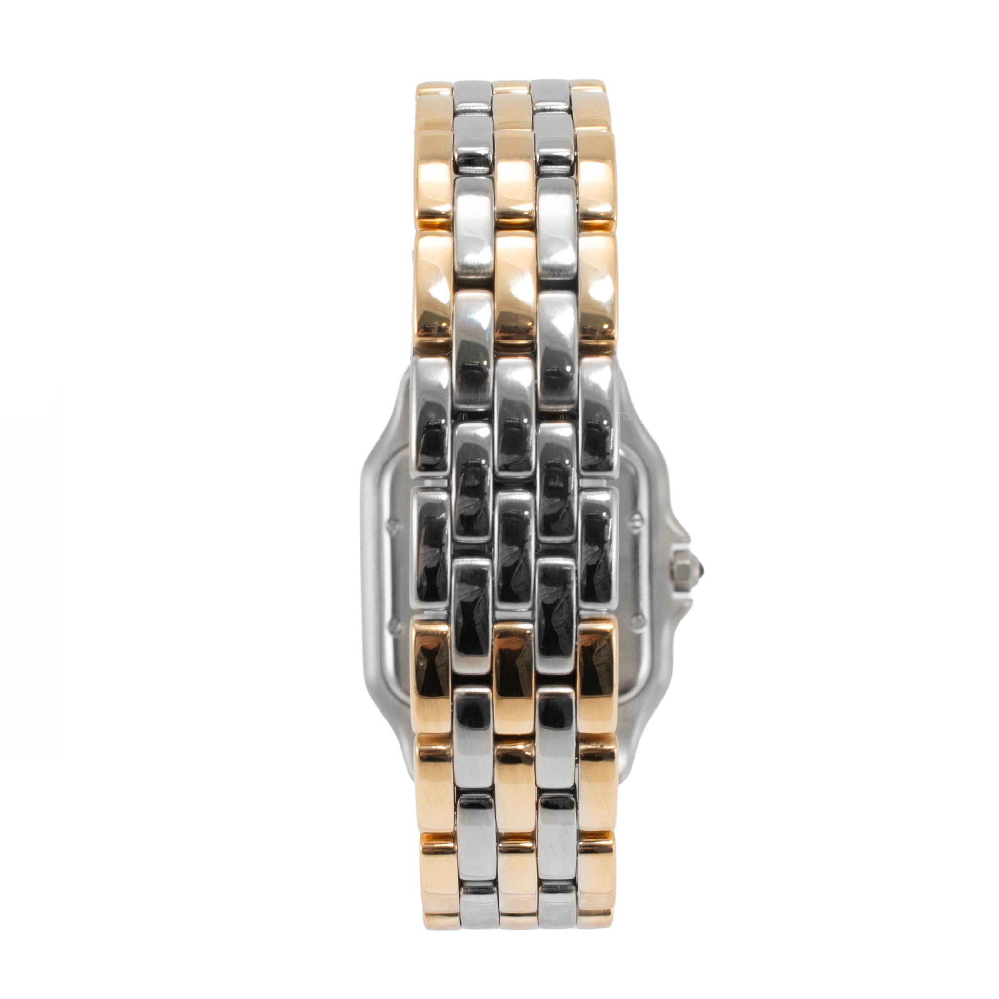 Ladies Cartier Panthere Three Row 27MM 187949 Diamond Bezel Gold Steel Watch