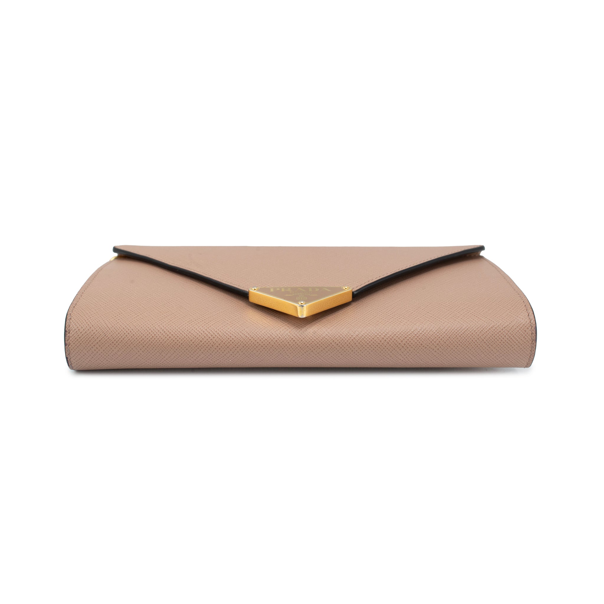 Prada Saffiano Leather Beige Color Gold Hardware Mini Wallet Bag