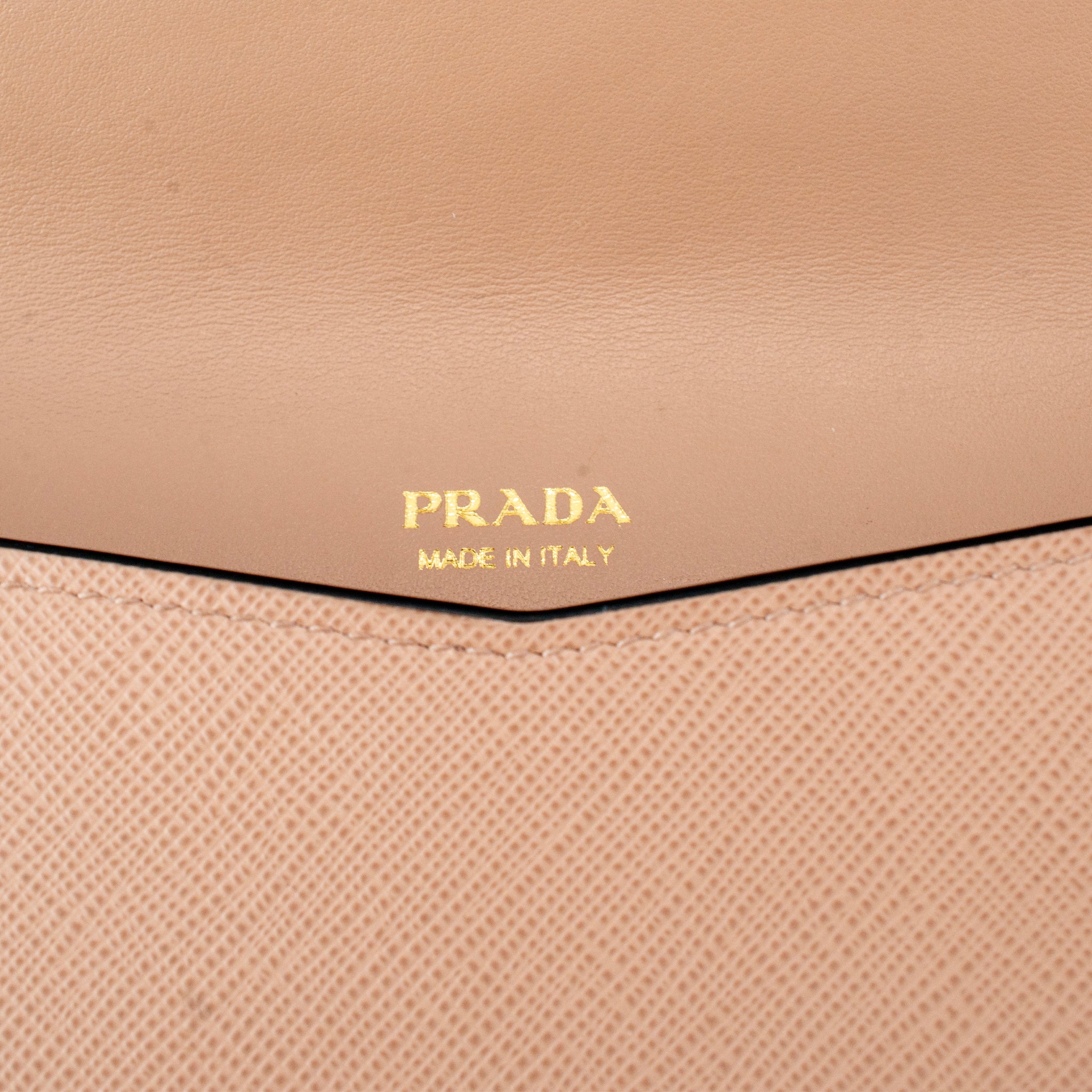 Prada Saffiano Leather Beige Color Gold Hardware Mini Wallet Bag