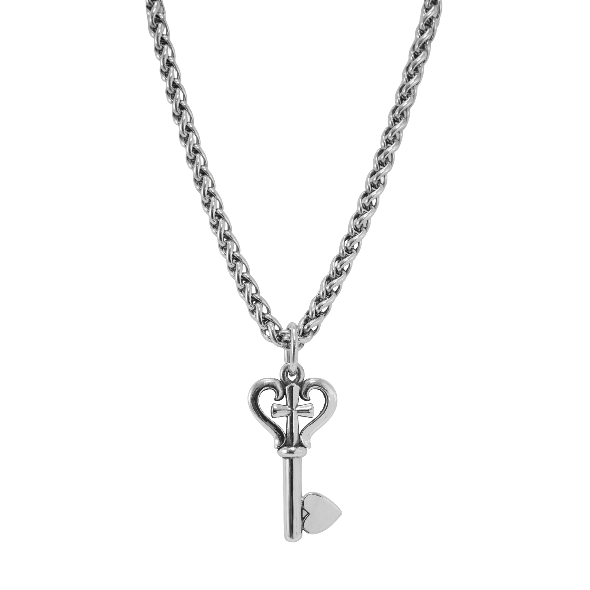 James Avery 925 Sterling Silver Key of Faith Heart Cross Charm Pendant Necklace