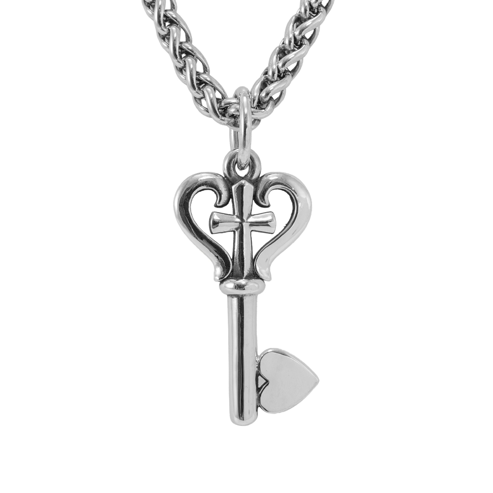 James Avery 925 Sterling Silver Key of Faith Heart Cross Charm Pendant Necklace