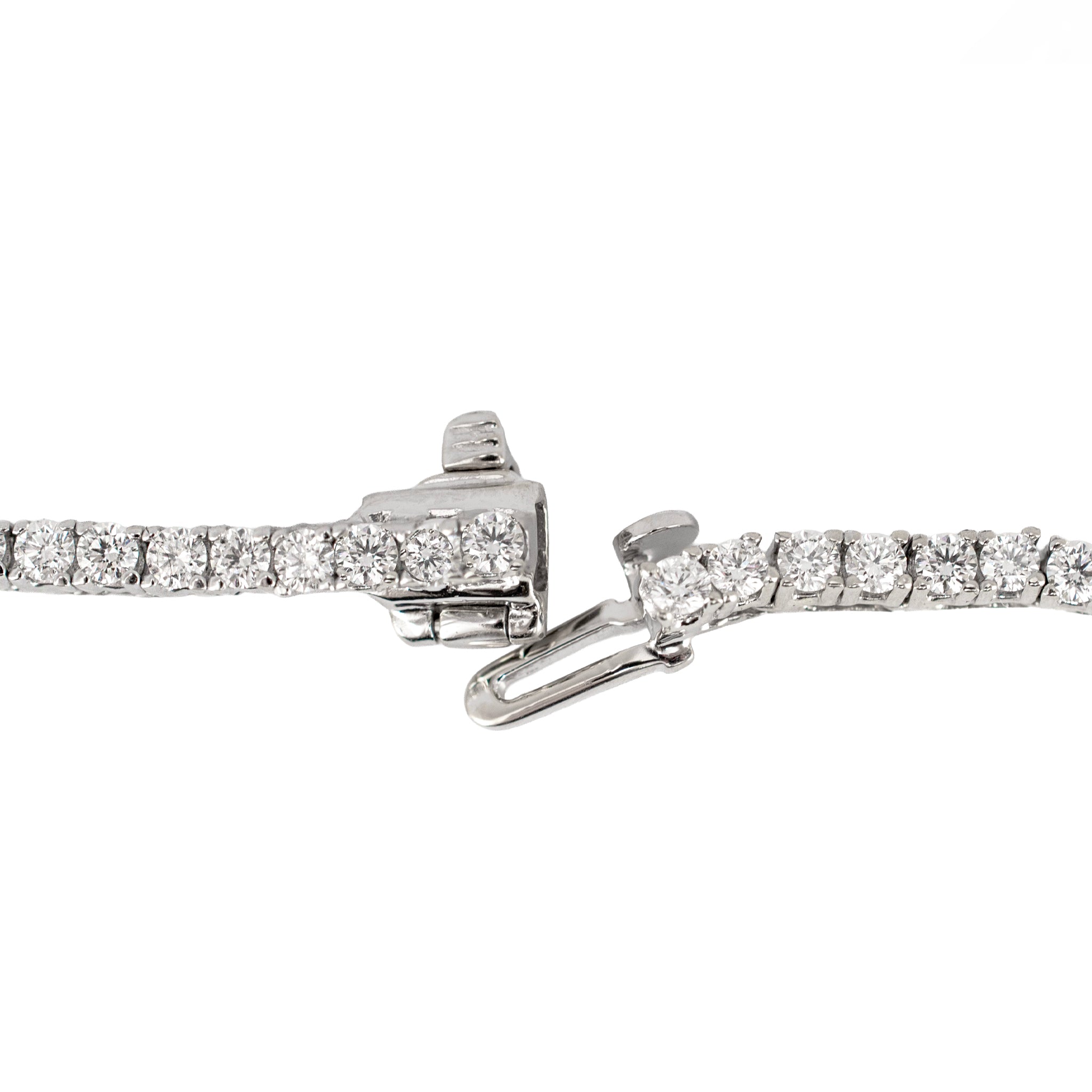 14K White Gold 7.37ct Round Diamond 4 Prongs Princess Chain Tennis Necklace