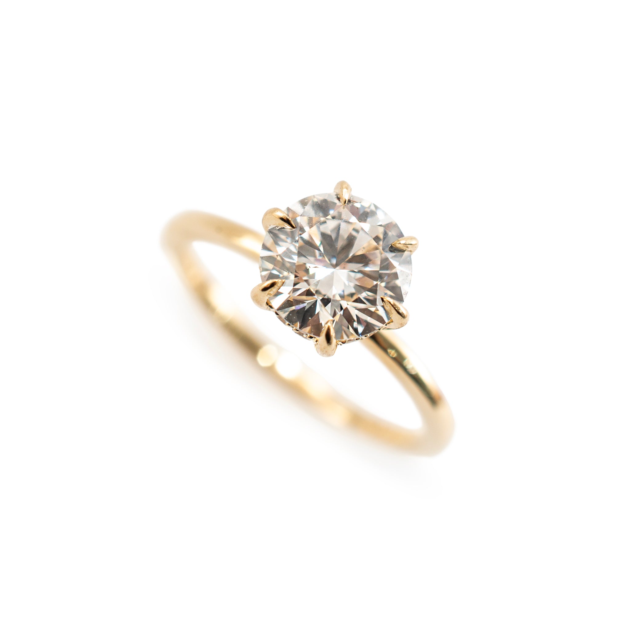 14K Yellow Gold 1.58ctw Lab Grown Round Diamond Hidden Halo Engagement Ring