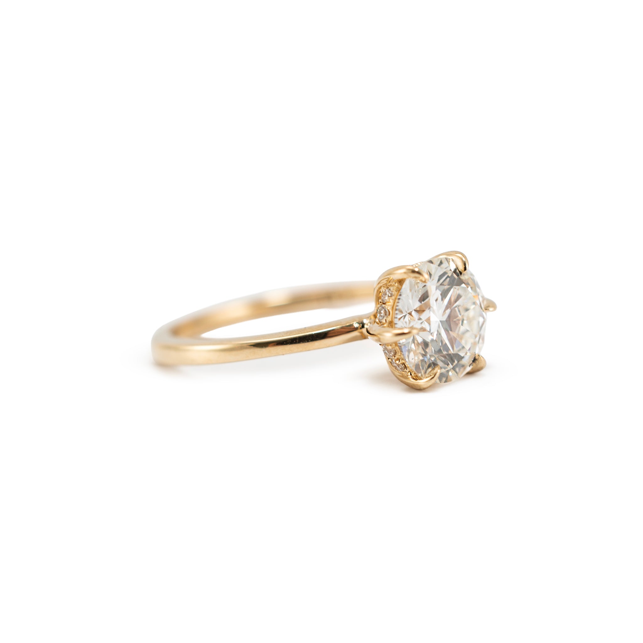 14K Yellow Gold 1.58ctw Lab Grown Round Diamond Hidden Halo Engagement Ring