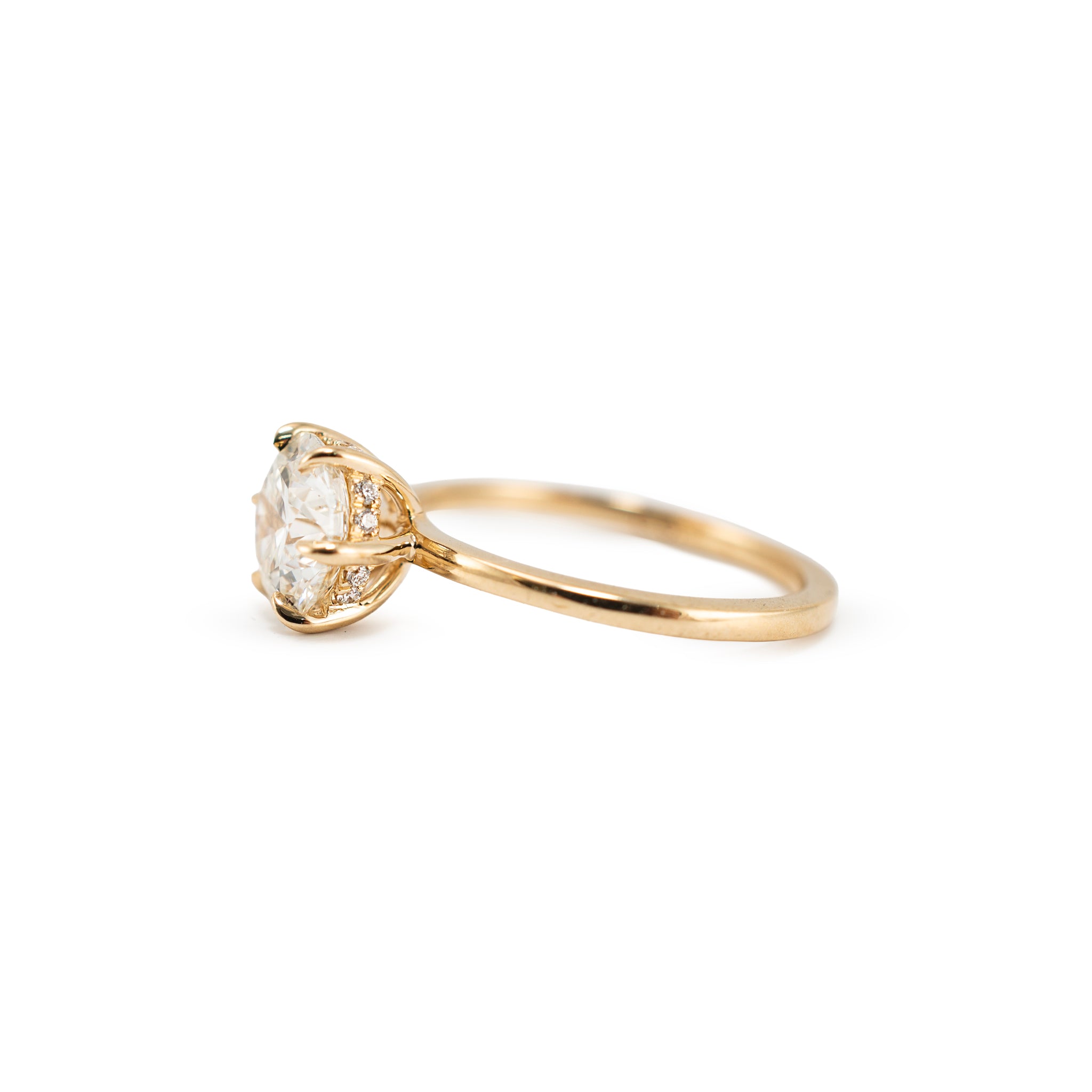 14K Yellow Gold 1.58ctw Lab Grown Round Diamond Hidden Halo Engagement Ring
