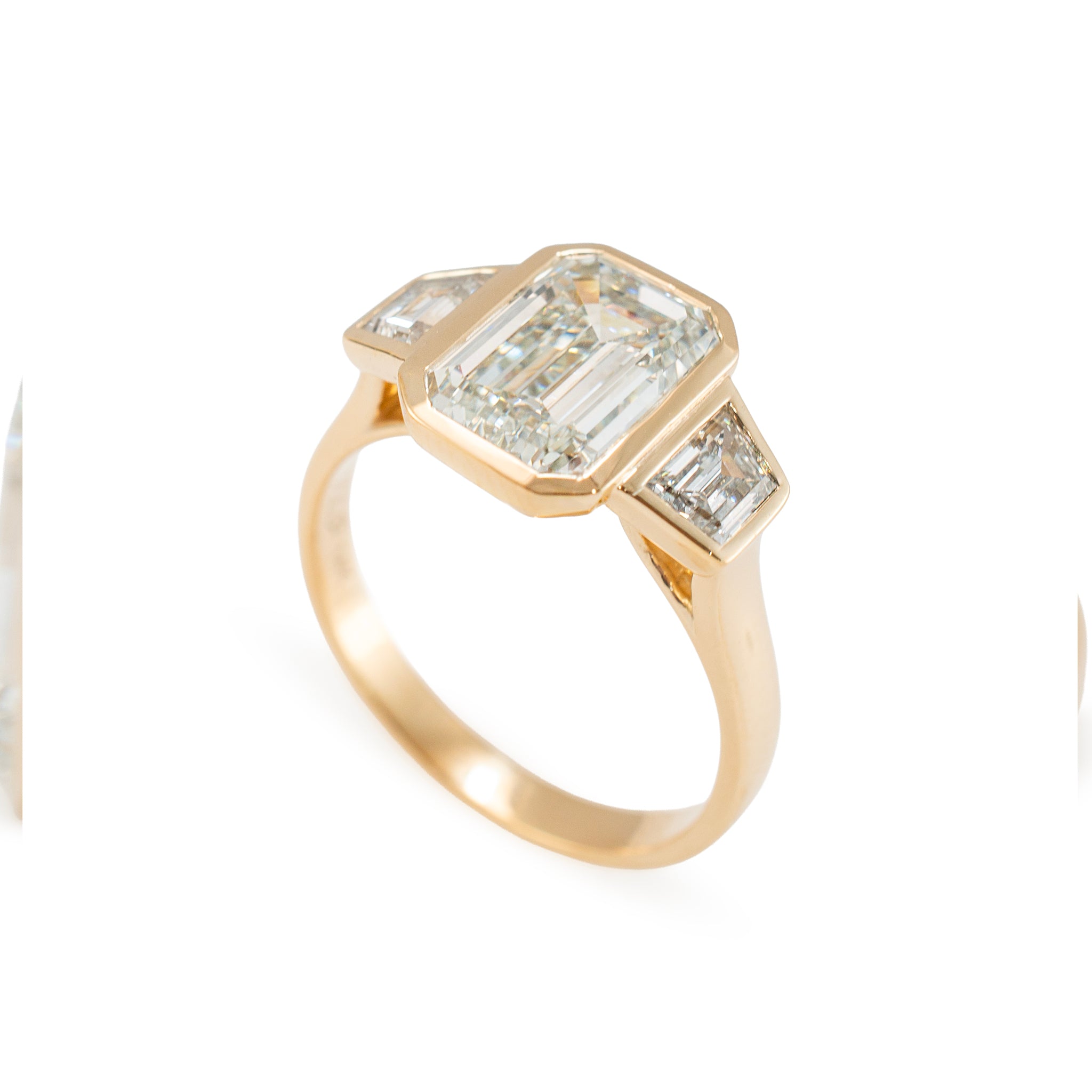 14K Yellow Gold 3.49ctw Emerald Trapezoid Lab Grown Diamond Engagement Ring