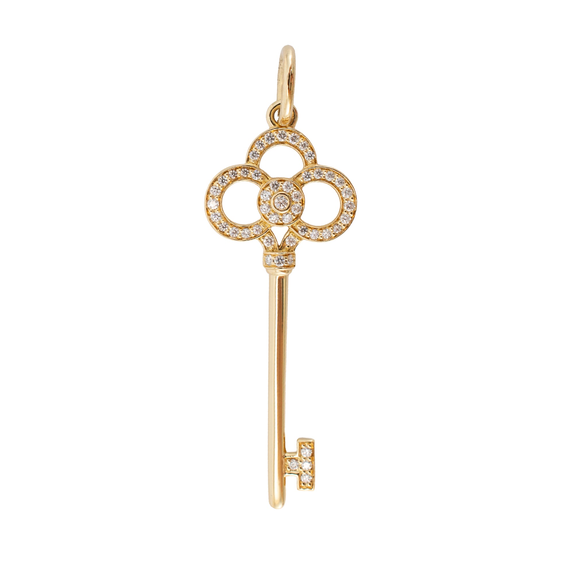 Tiffany & Co. Tiffany Keys 18K Yellow Gold Pave Diamond Key Pendant
