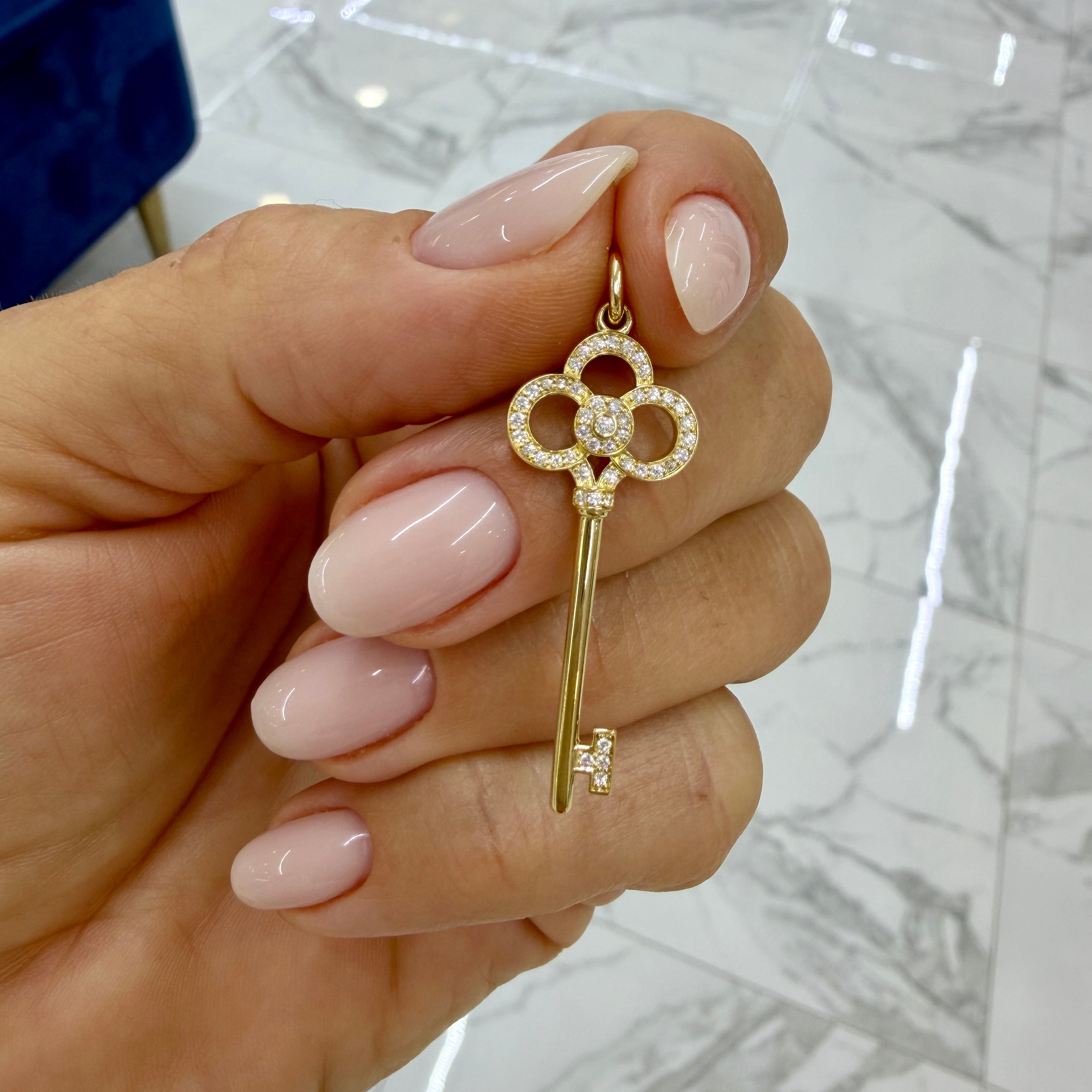 Tiffany & Co. Tiffany Keys 18K Yellow Gold Pave Diamond Key Pendant