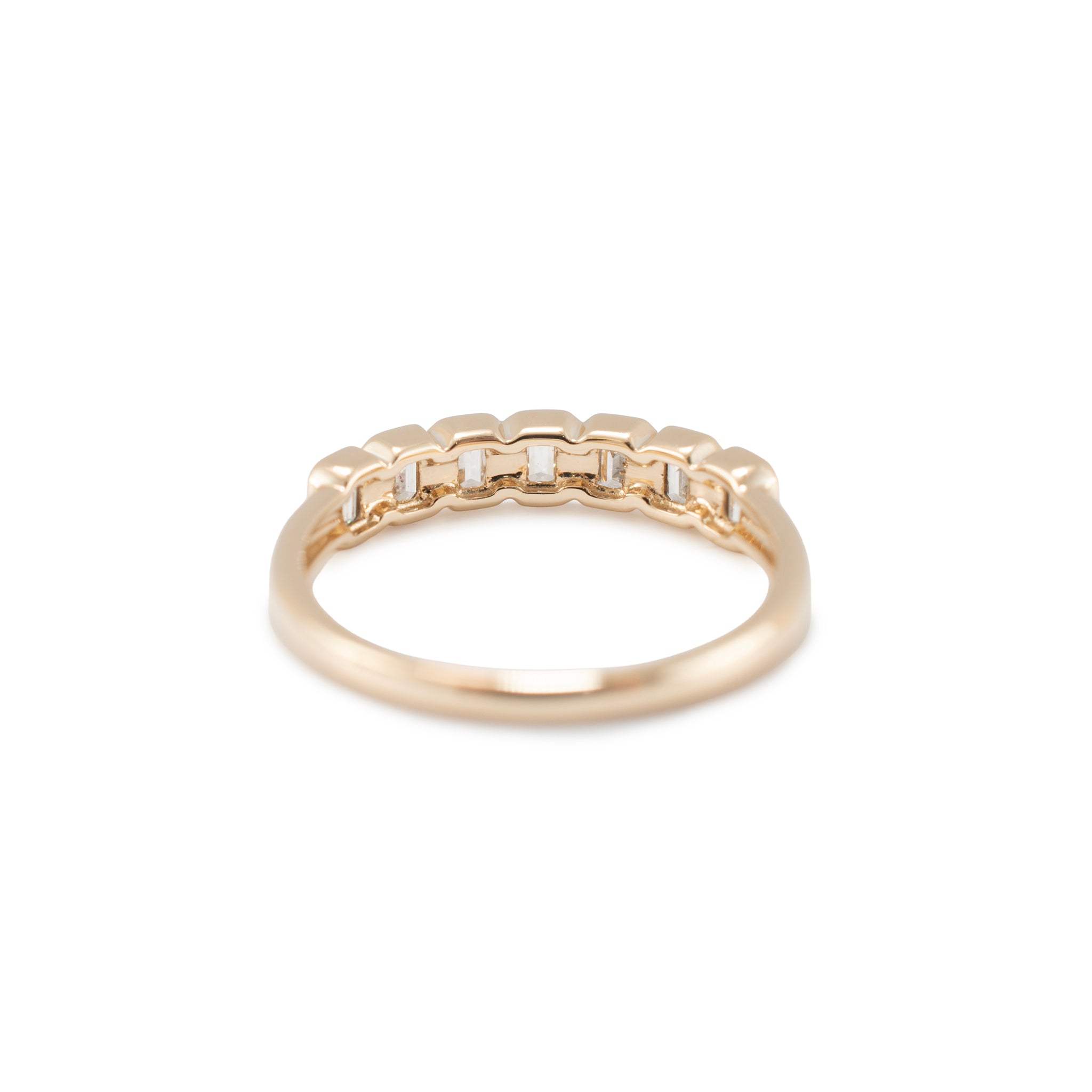 14K Yellow Gold 0.77ctw Emerald Cut Diamond Bezel Set Wedding Band Ring