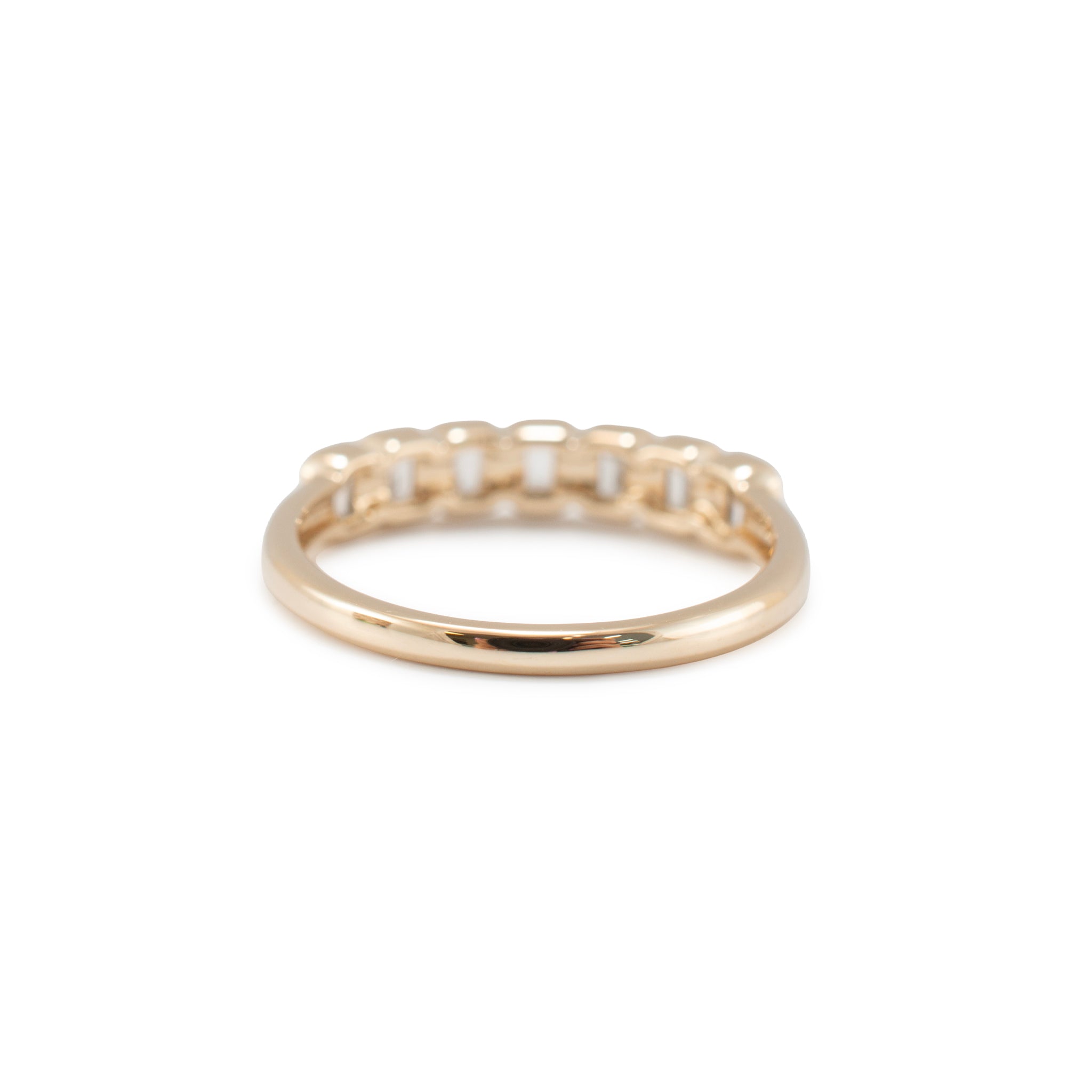14K Yellow Gold 0.77ctw Emerald Cut Diamond Bezel Set Wedding Band Ring