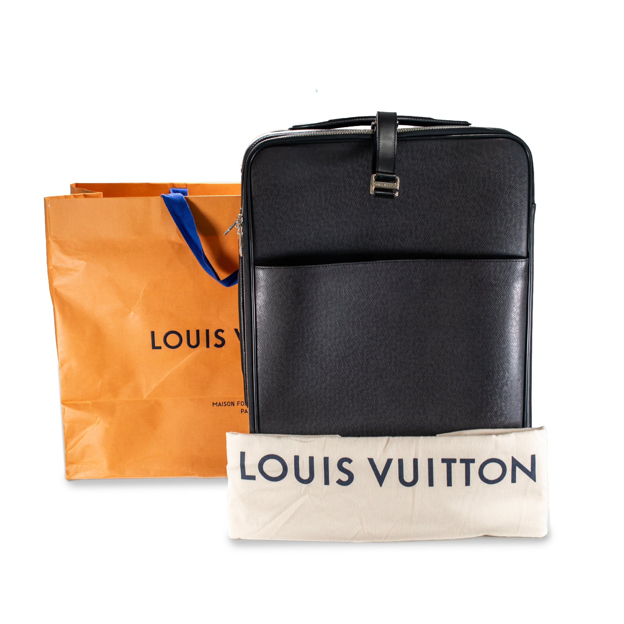 Louis Vuitton Taiga Leather Pegase 55 Black Trolly Suitcase