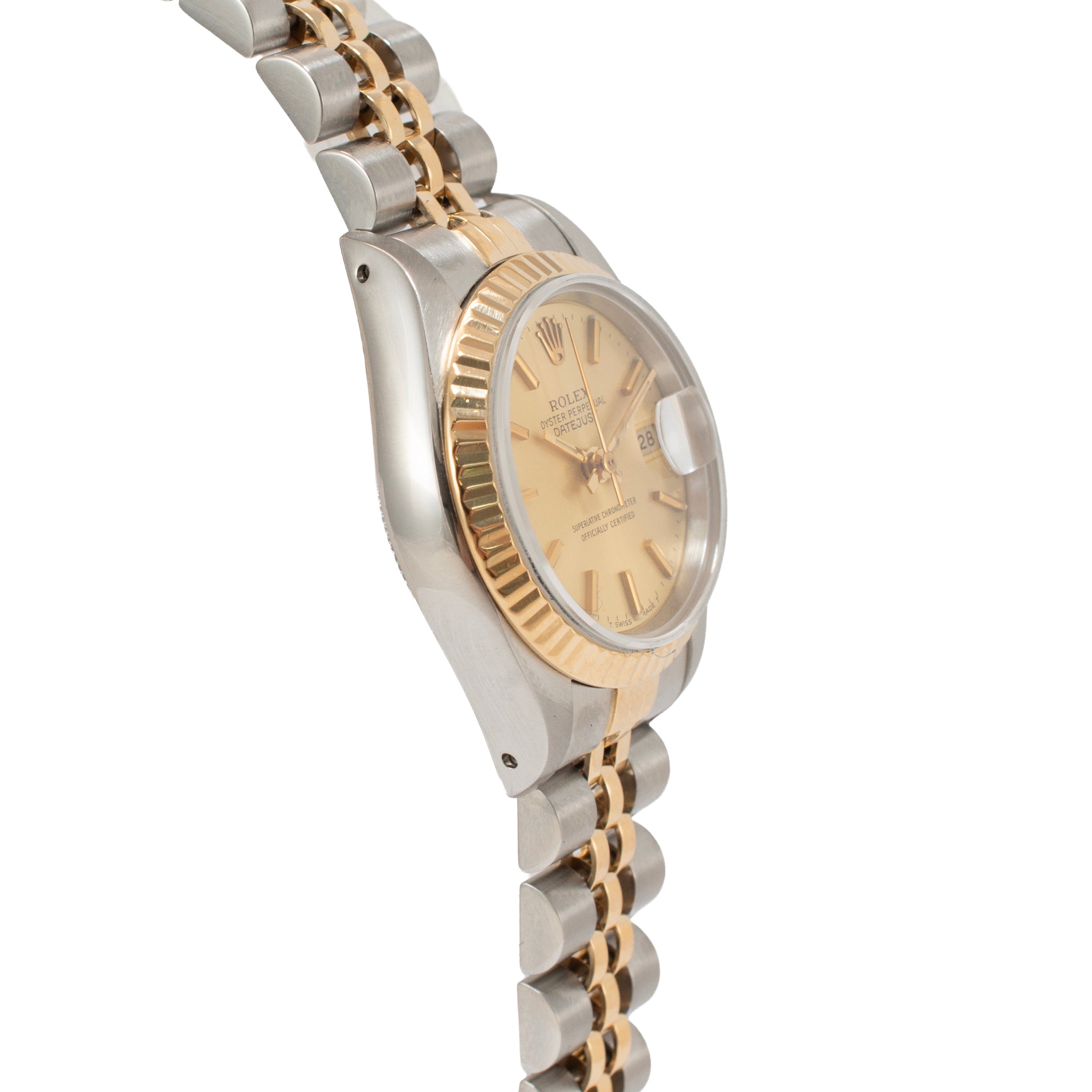 Rolex Lady Datejust 26MM 69173 Champaign Jubilee Fluted Yellow Gold Steel Watch