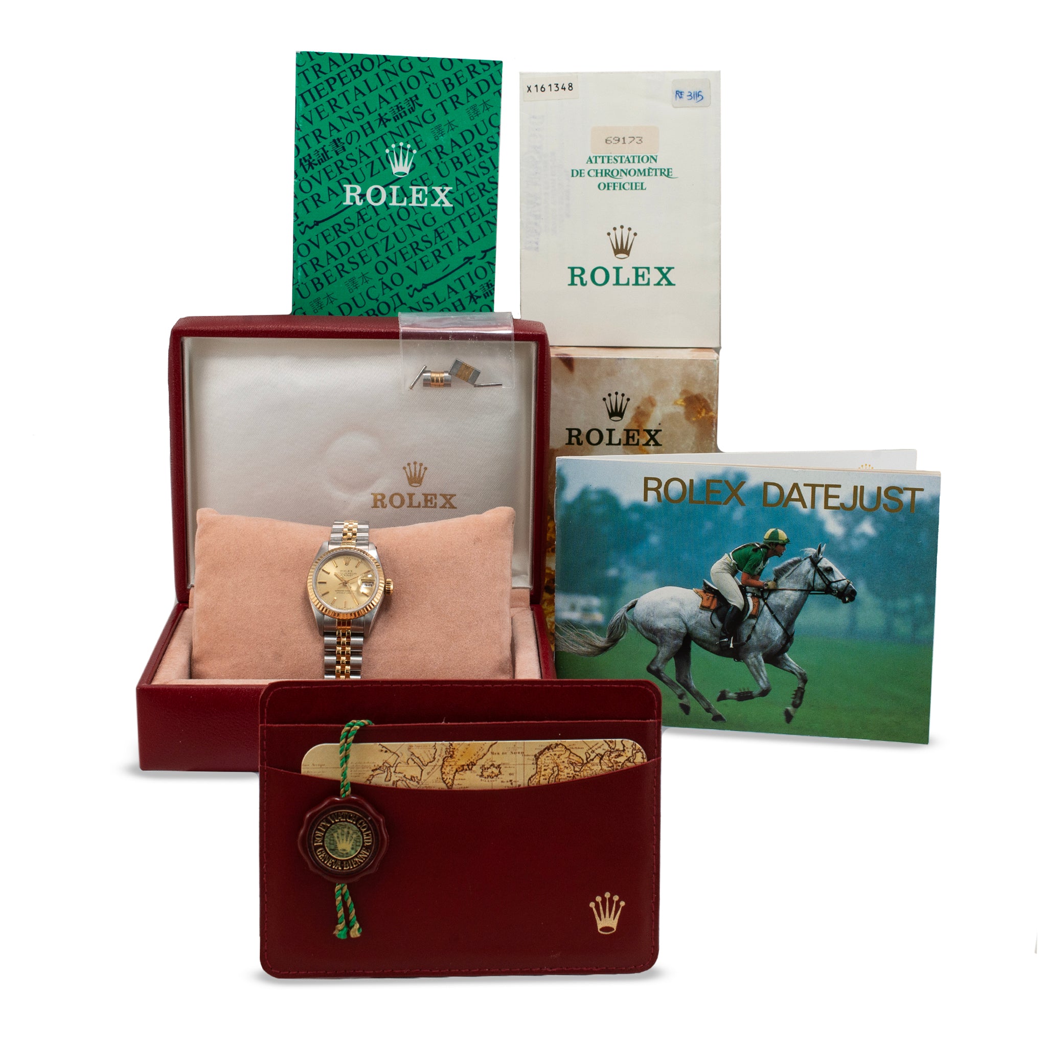 Rolex Lady Datejust 26MM 69173 Champaign Jubilee Fluted Yellow Gold Steel Watch