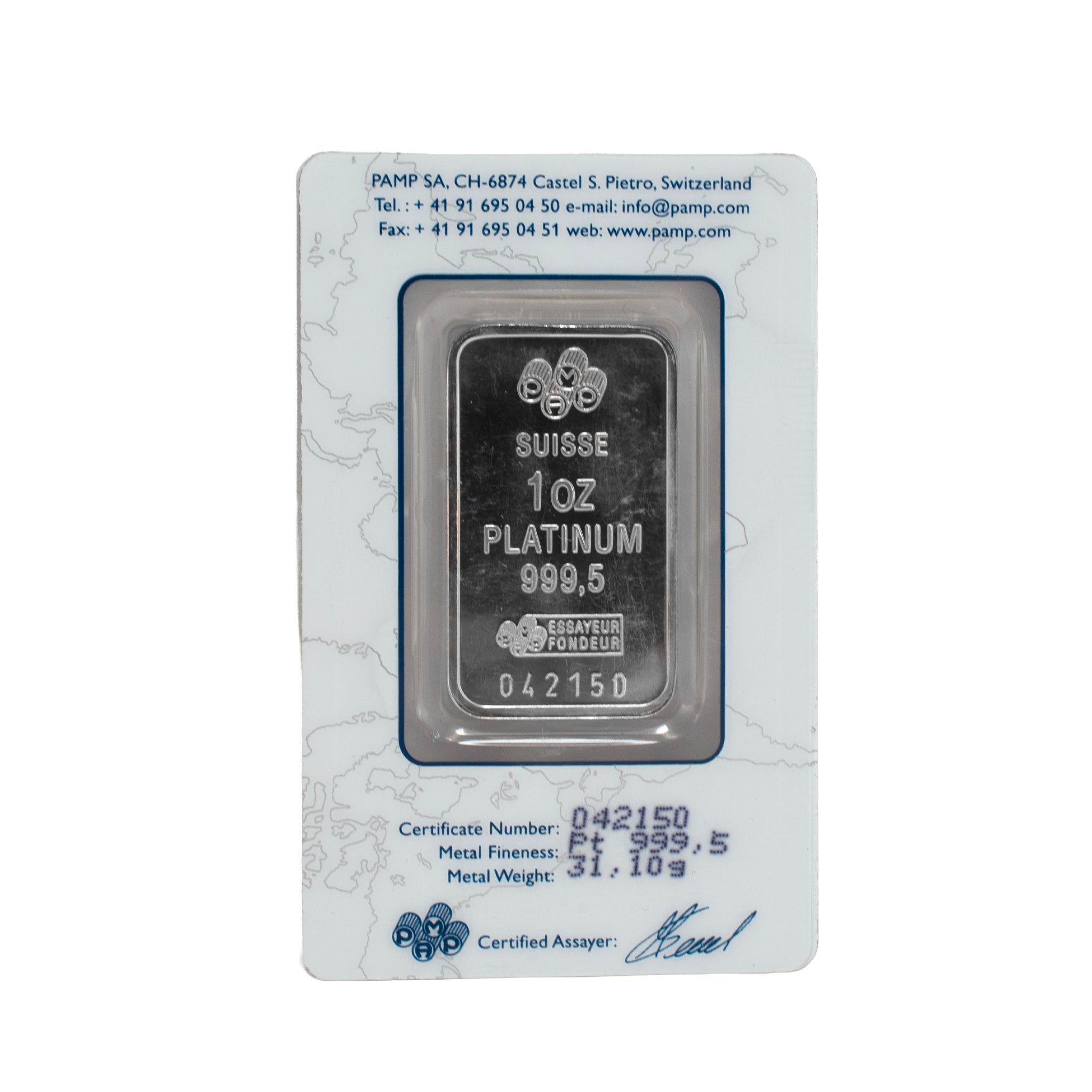 Pamp Suisse 1OZ .9995 Assay Carded Platinum Bar