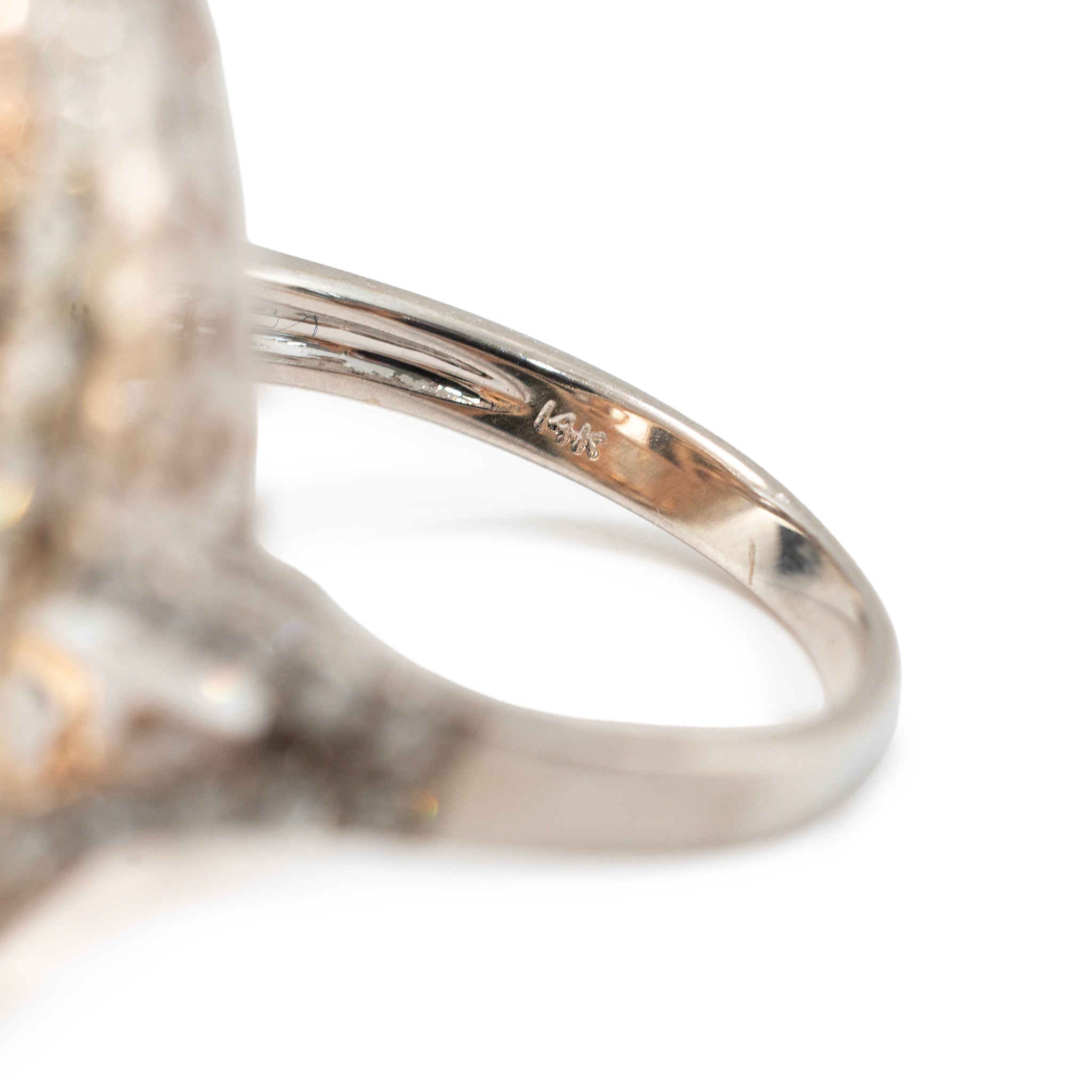 Ladies 14K White & Rose Gold 11.35ctw Oval Morganite Halo Diamond Cocktail Ring