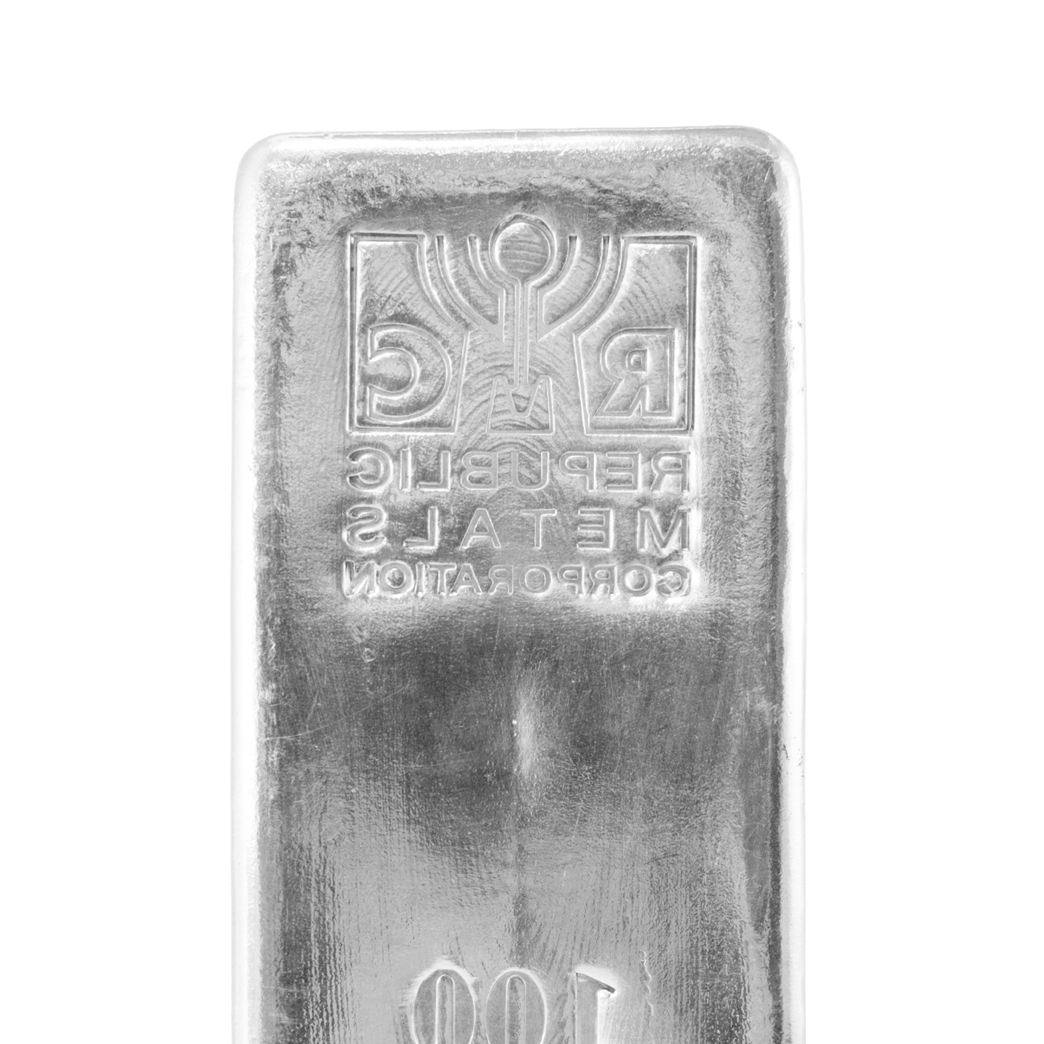 RMC - Republic Metals Corporation 999+ FINE SILVER 100 OZ BAR BULLION