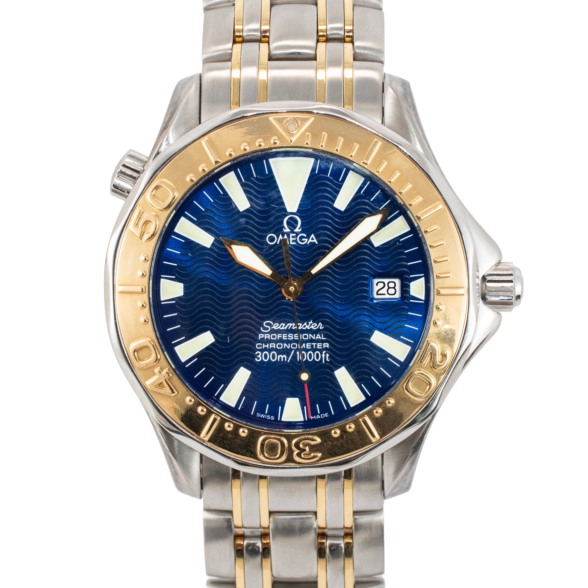 Omega Seamaster 41MM 2455.80.00 Gold & Steel Royal Blue Dial Automatic Watch