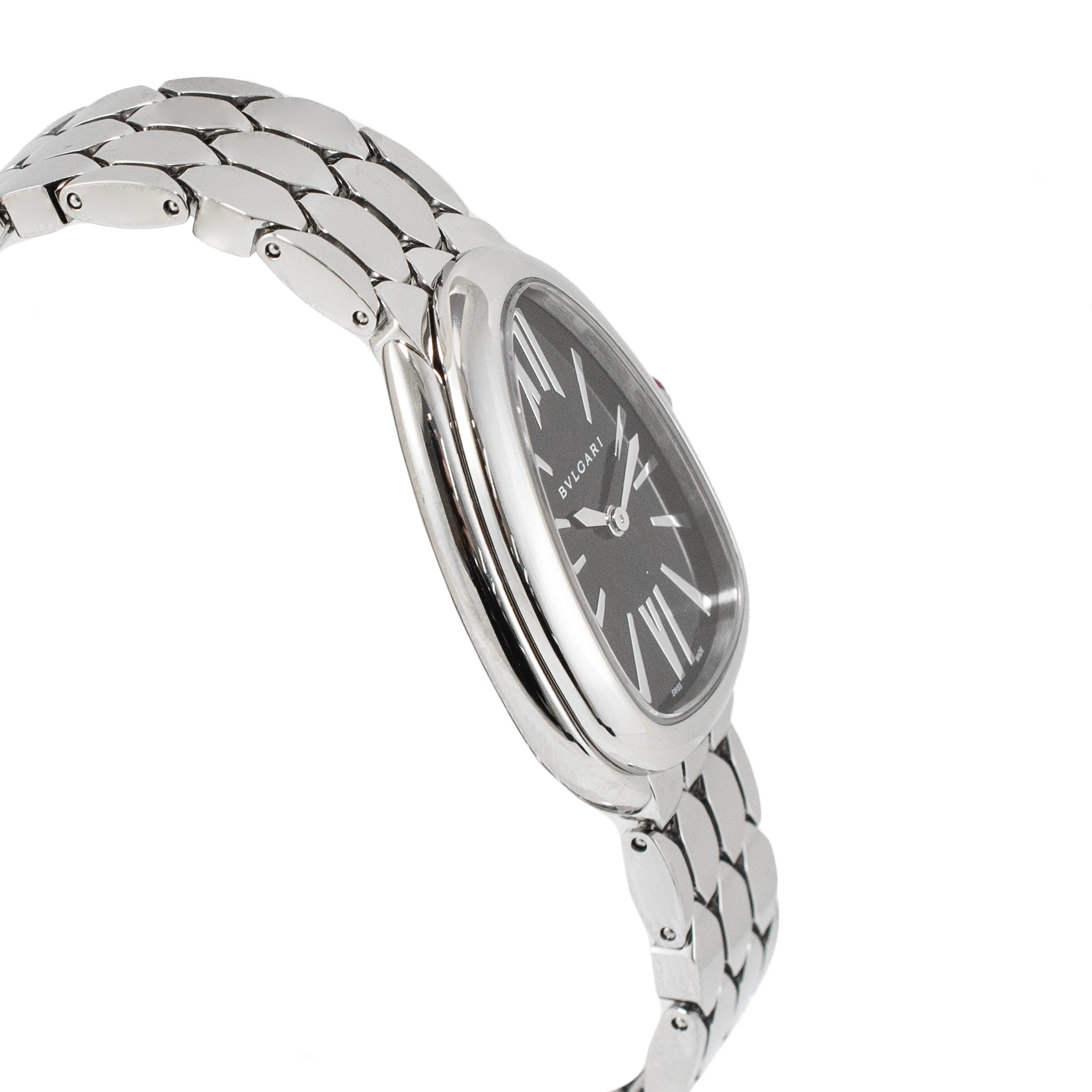 Ladies Bvlgari Serpenti Seduttori 33MM 103952 Steel Black Dial Quartz Watch