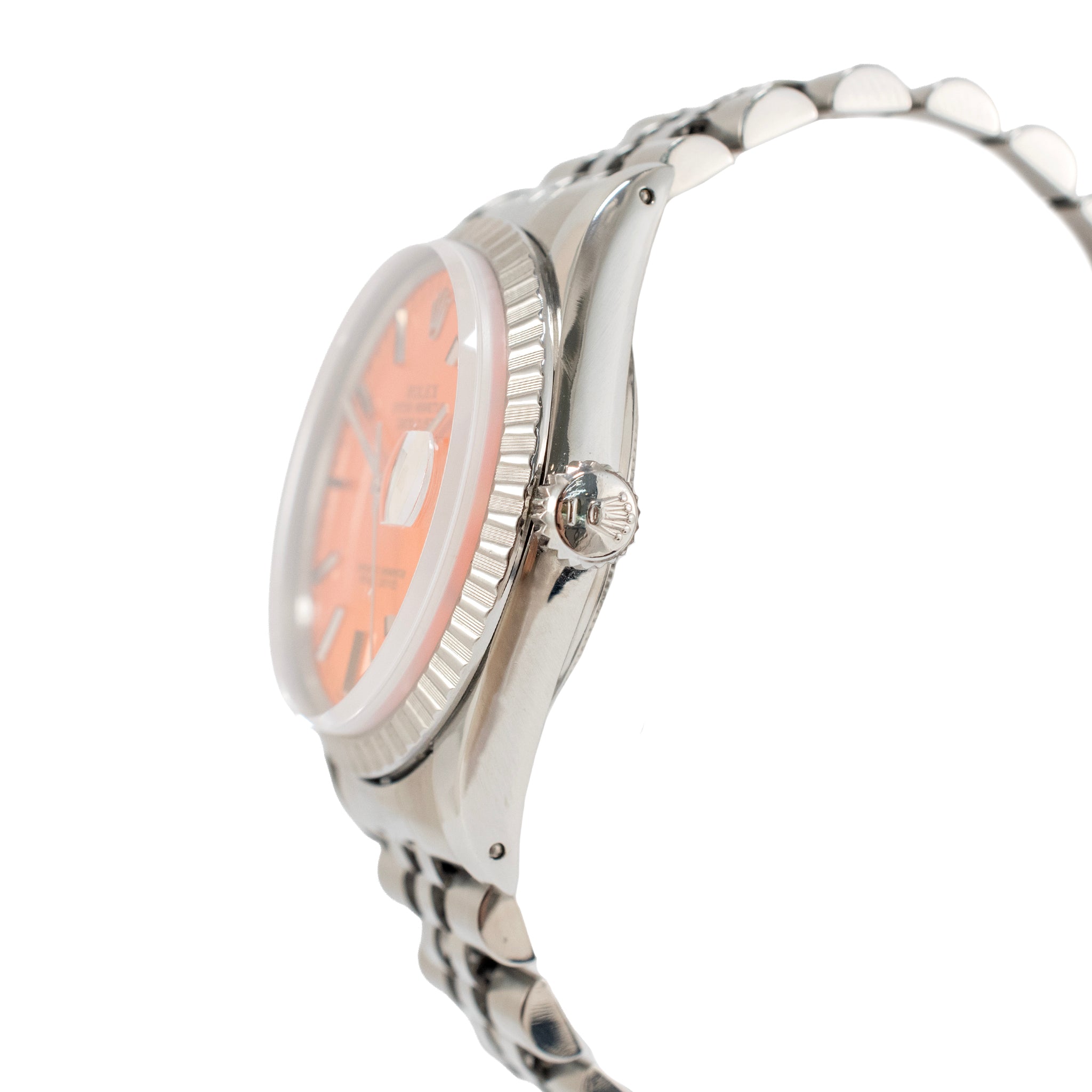 Rolex Datejust 36MM 16030 Fluted Jubilee Orange Dial Stainless Steel Watch