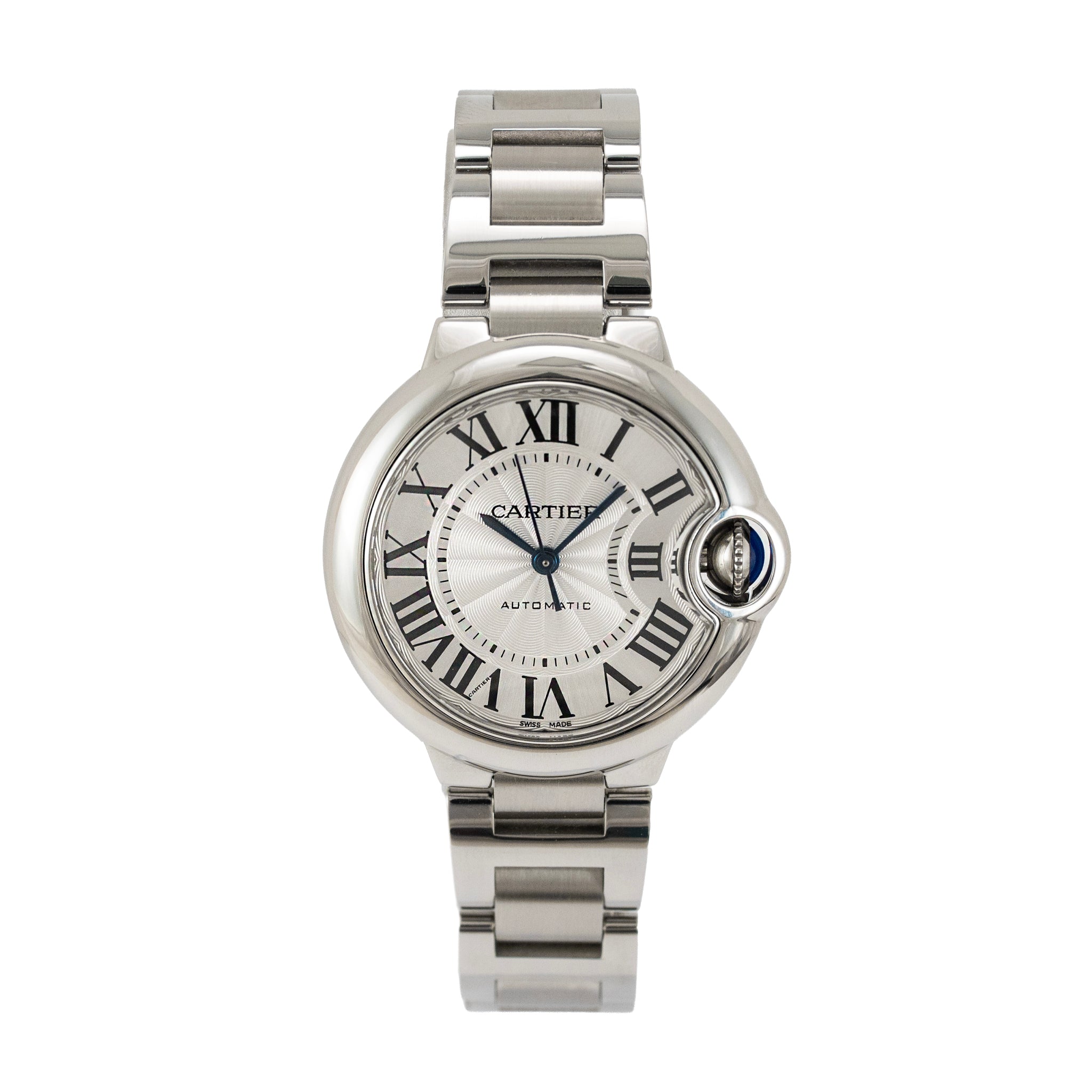 Ladies Cartier Ballon Bleu 33MM 3489 Roman Dial Steel Automatic Watch