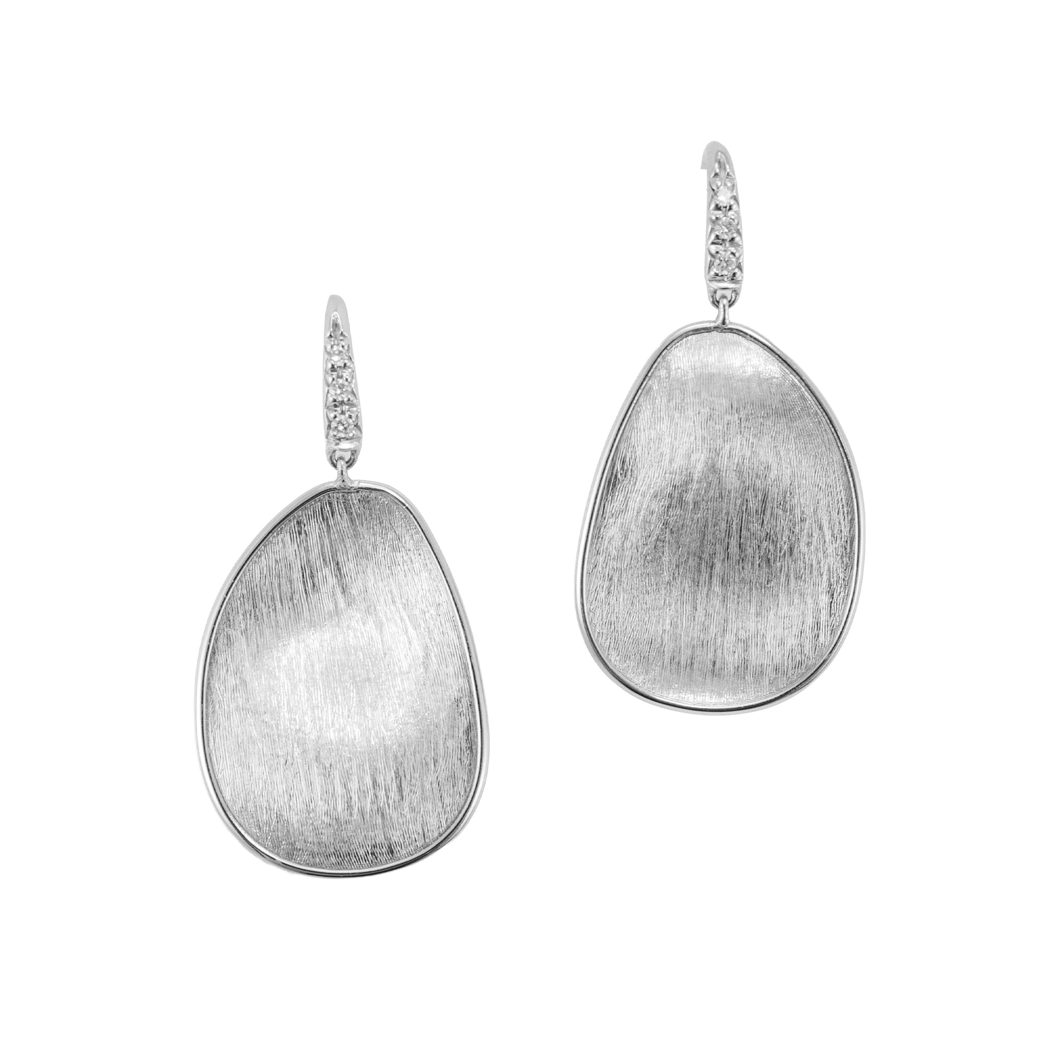 Marco Bicego Lunaria 18K White Gold 0.05ctw Diamond Petal Drop Dangle Earrings
