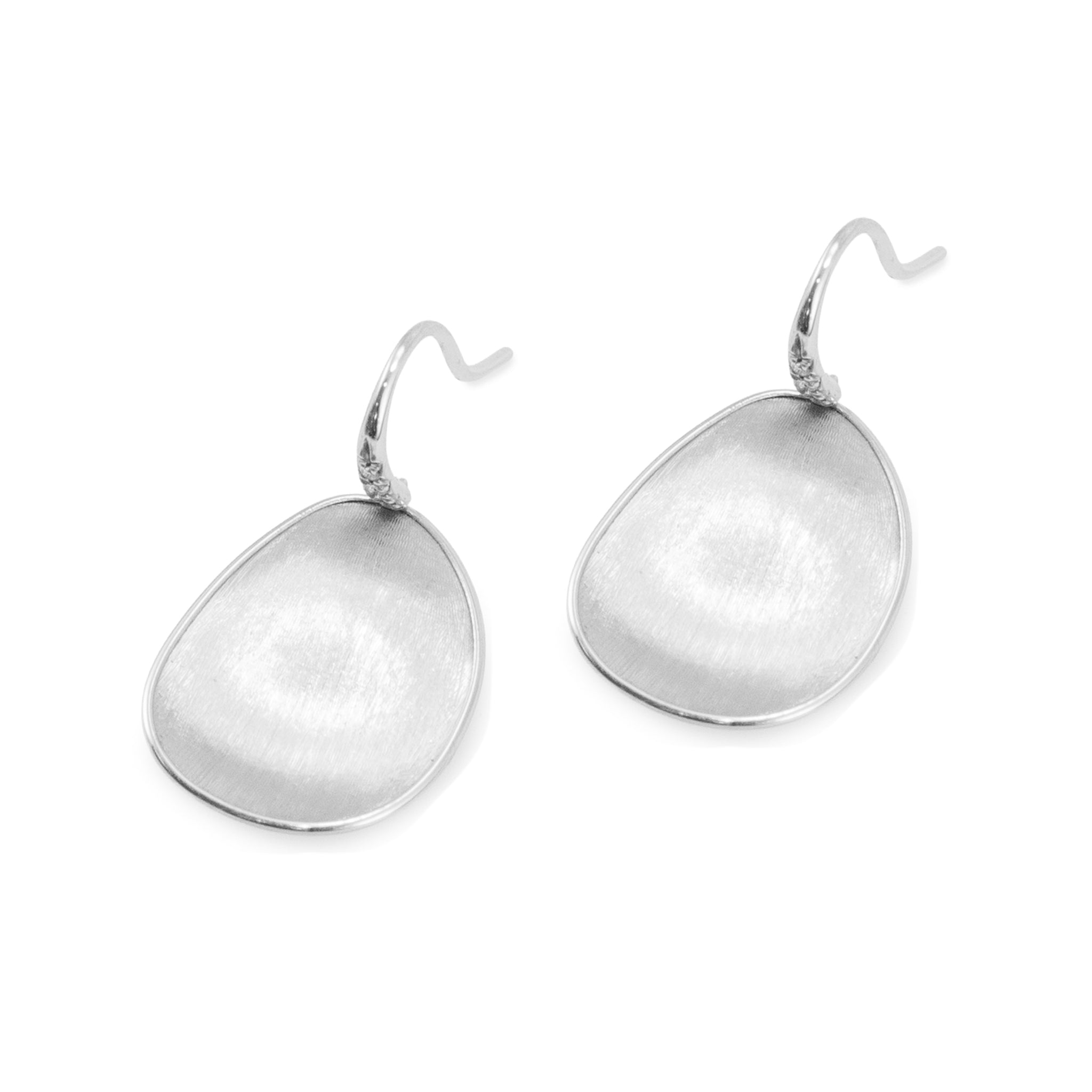 Marco Bicego Lunaria 18K White Gold 0.05ctw Diamond Petal Drop Dangle Earrings