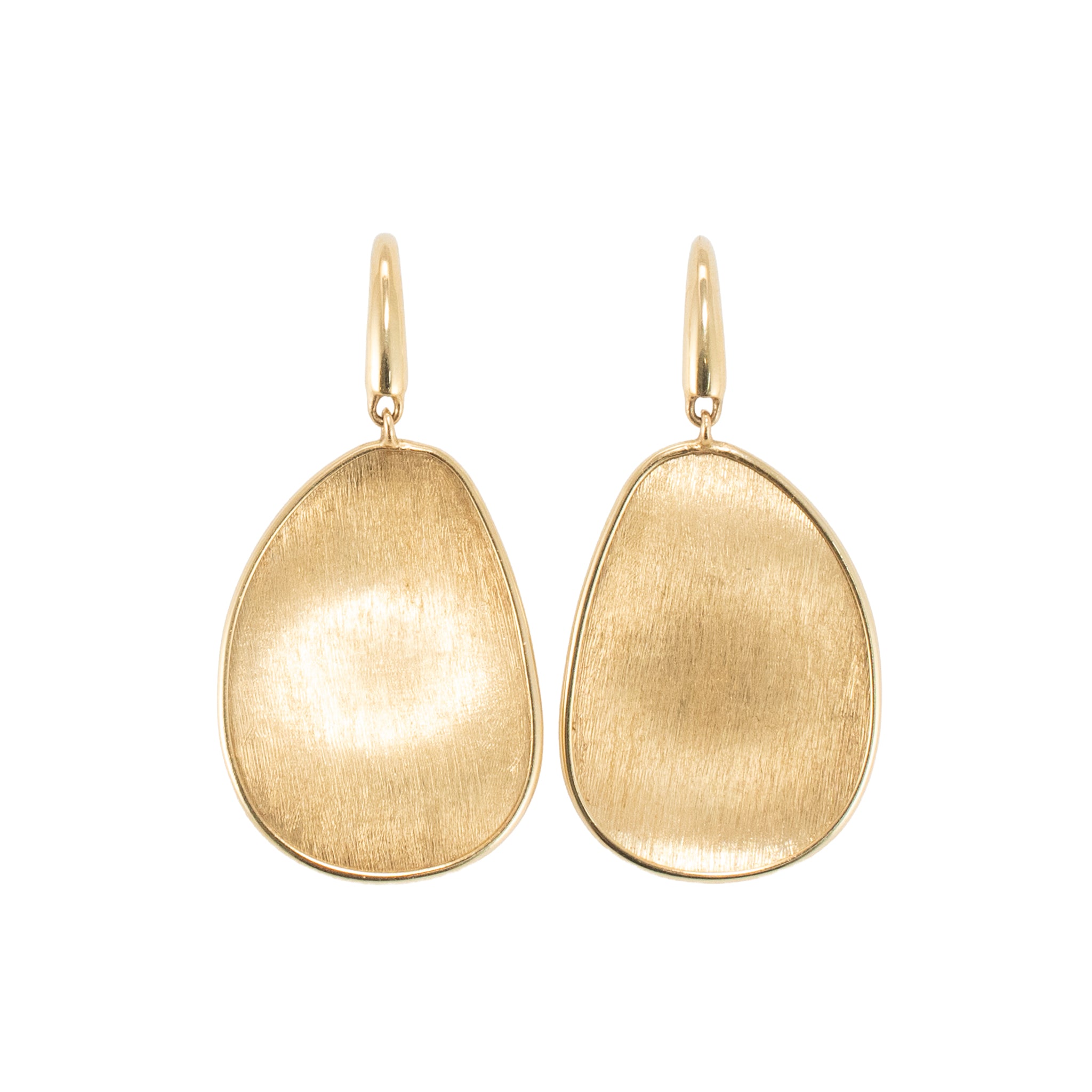 Marco Bicego Lunaria 18K Yellow Gold Petal Brushed Drop Dangle Earrings