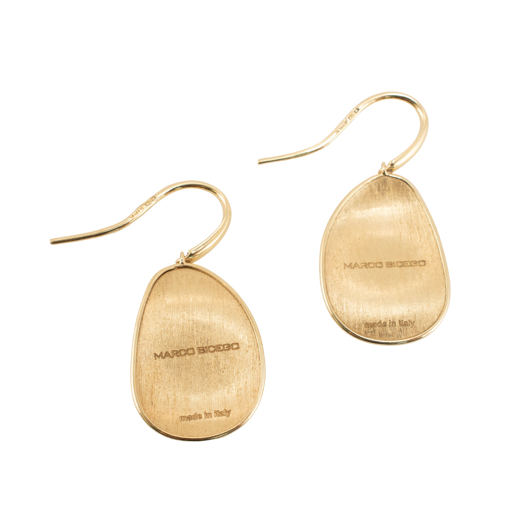 Marco Bicego Lunaria 18K Yellow Gold Petal Brushed Drop Dangle Earrings