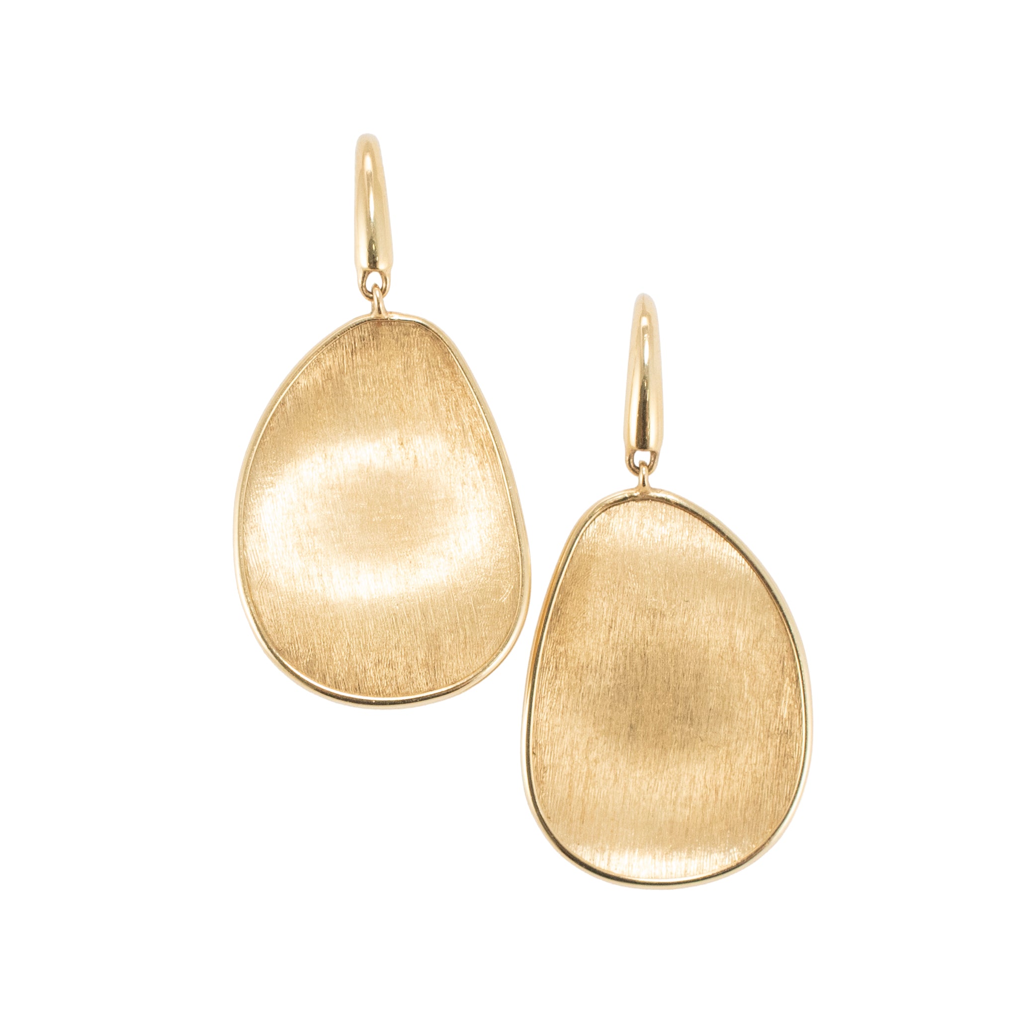 Marco Bicego Lunaria 18K Yellow Gold Petal Brushed Drop Dangle Earrings