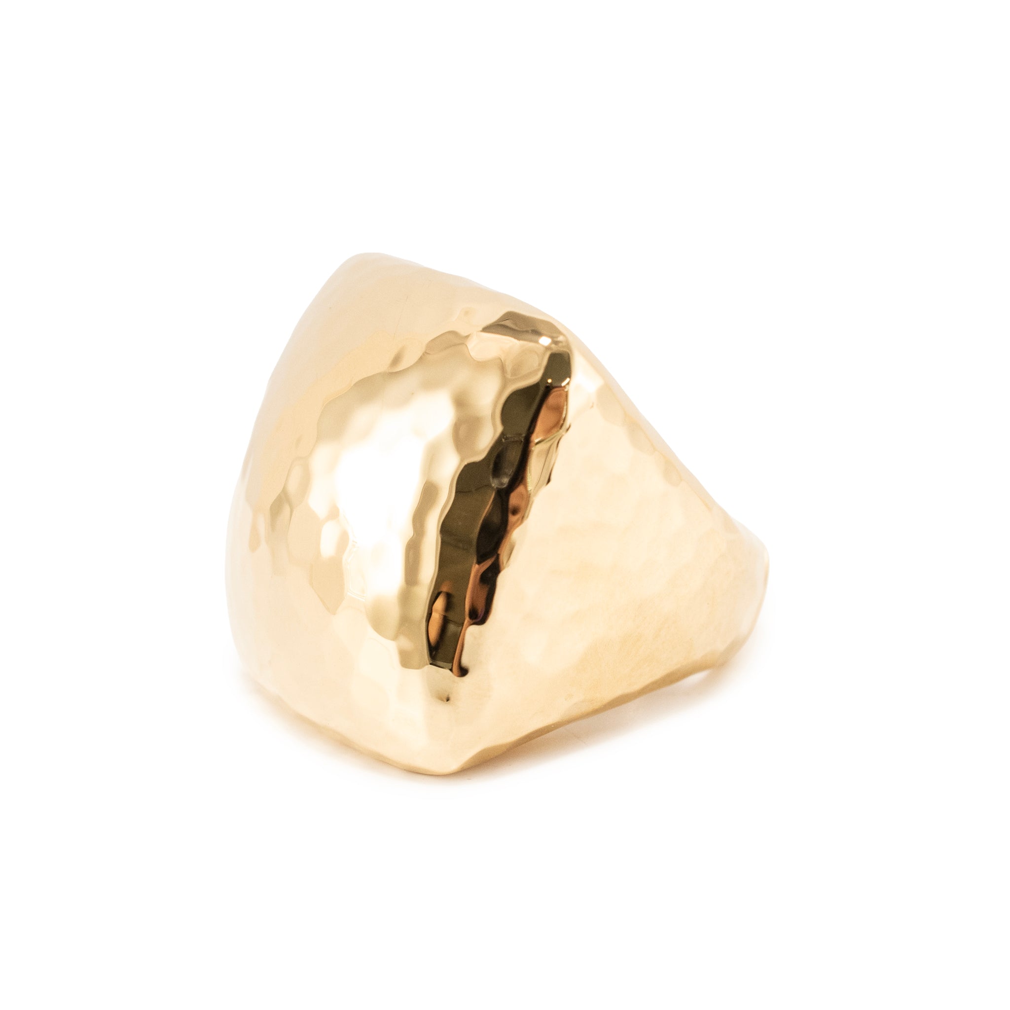 Roberto Coin Martellato 18K Yellow Gold Hammered Dome Ruby Cocktail Ring