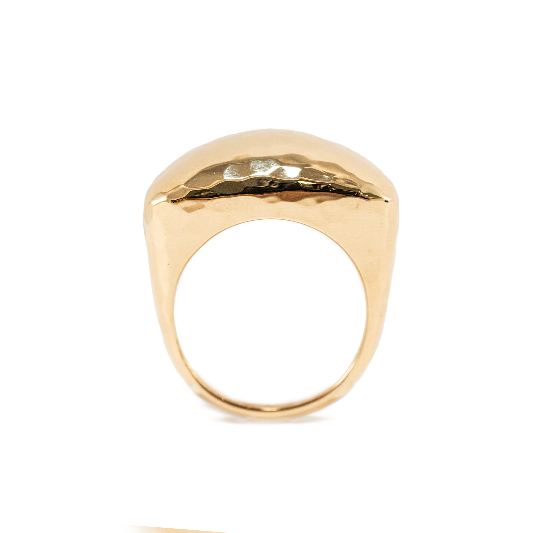 Roberto Coin Martellato 18K Yellow Gold Hammered Dome Ruby Cocktail Ring