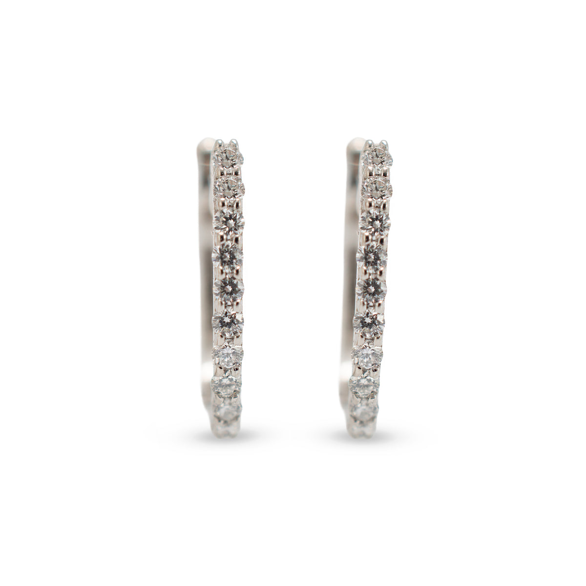 Roberto Coin Classic Pave’ 18K White Gold Diamonds Huggy Hoop Earrings