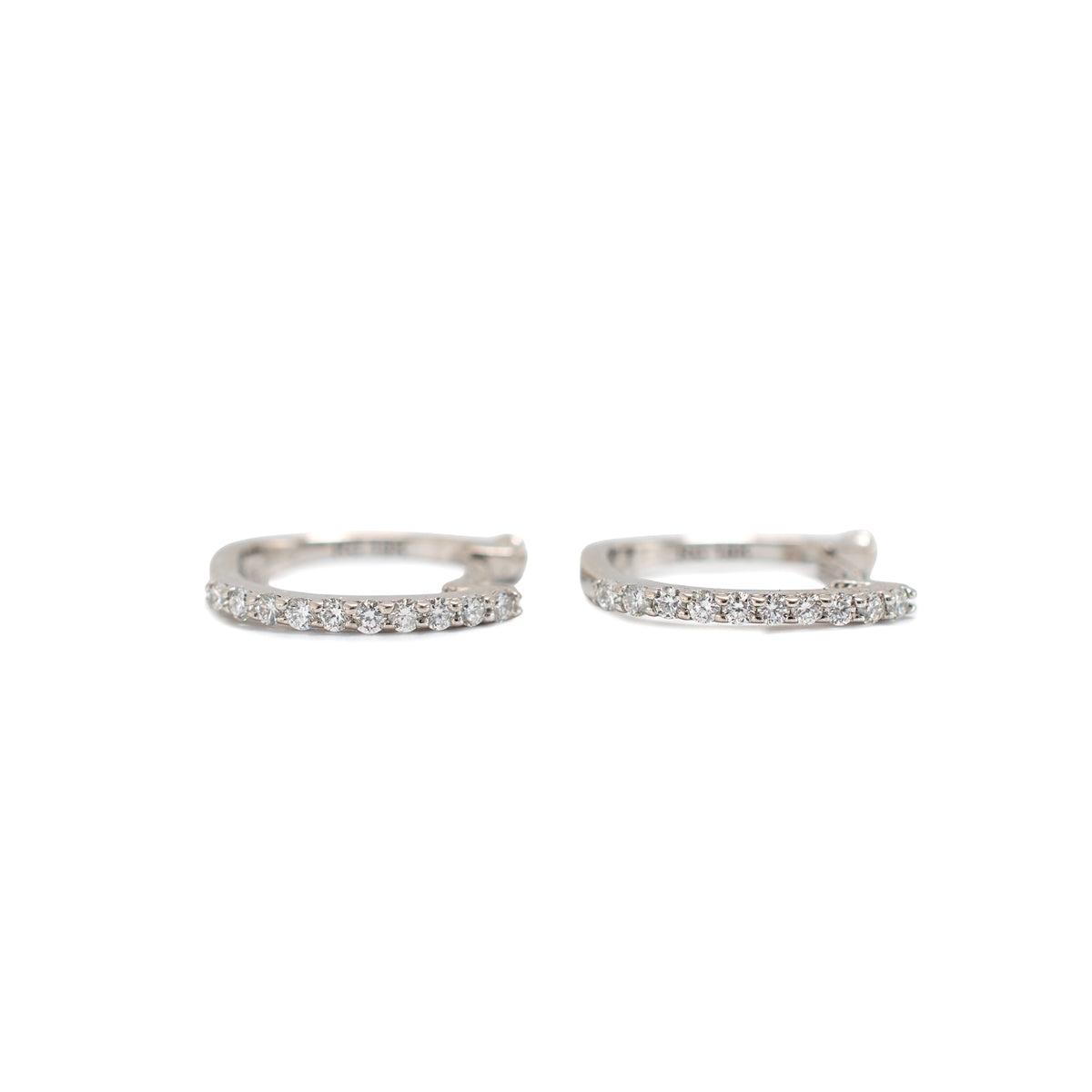 Roberto Coin Classic Pave’ 18K White Gold Diamonds Huggy Hoop Earrings