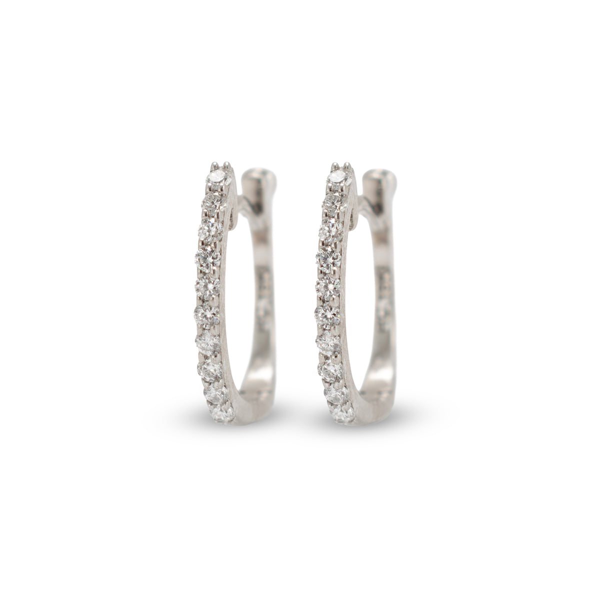 Roberto Coin Classic Pave’ 18K White Gold Diamonds Huggy Hoop Earrings