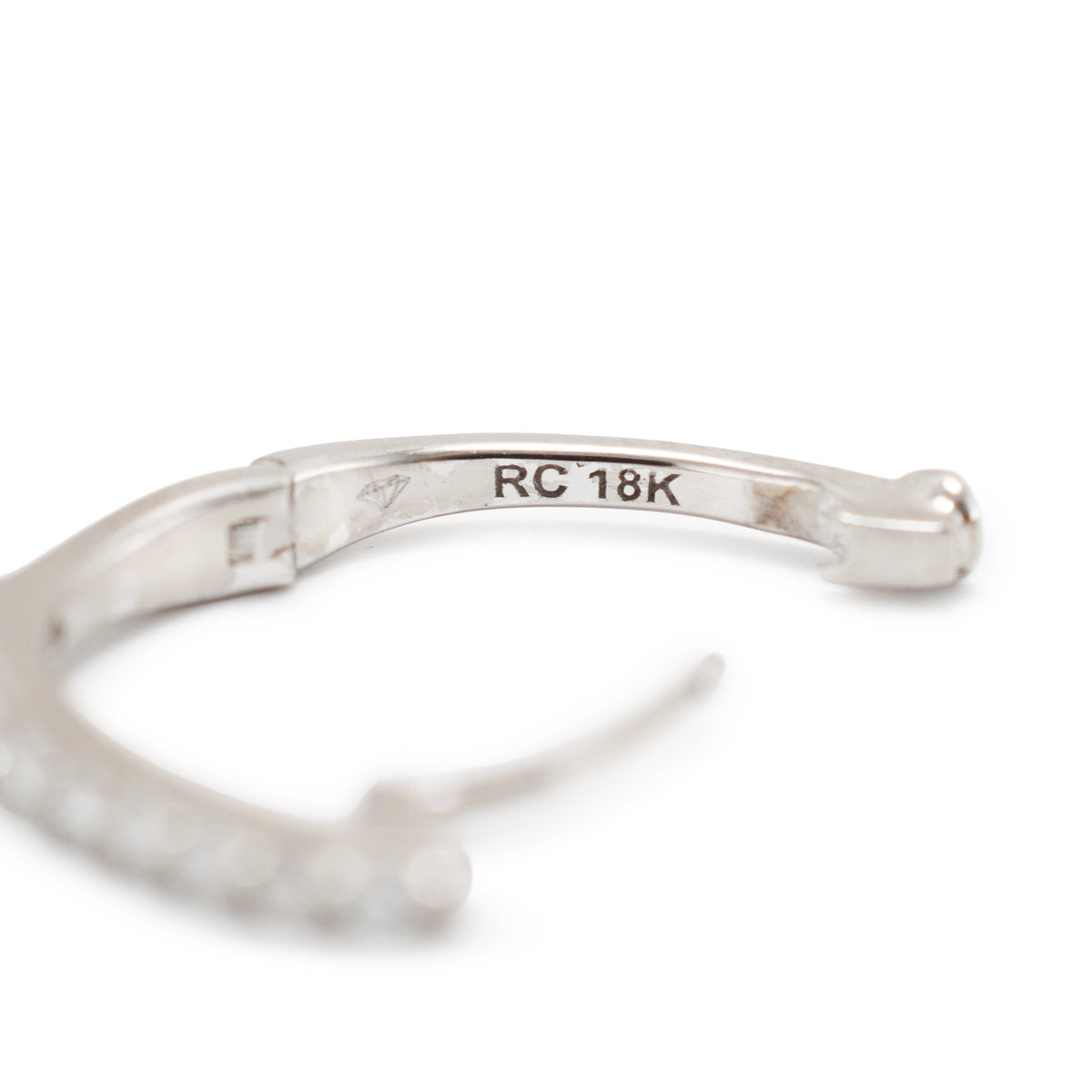 Roberto Coin Classic Pave’ 18K White Gold Diamonds Huggy Hoop Earrings