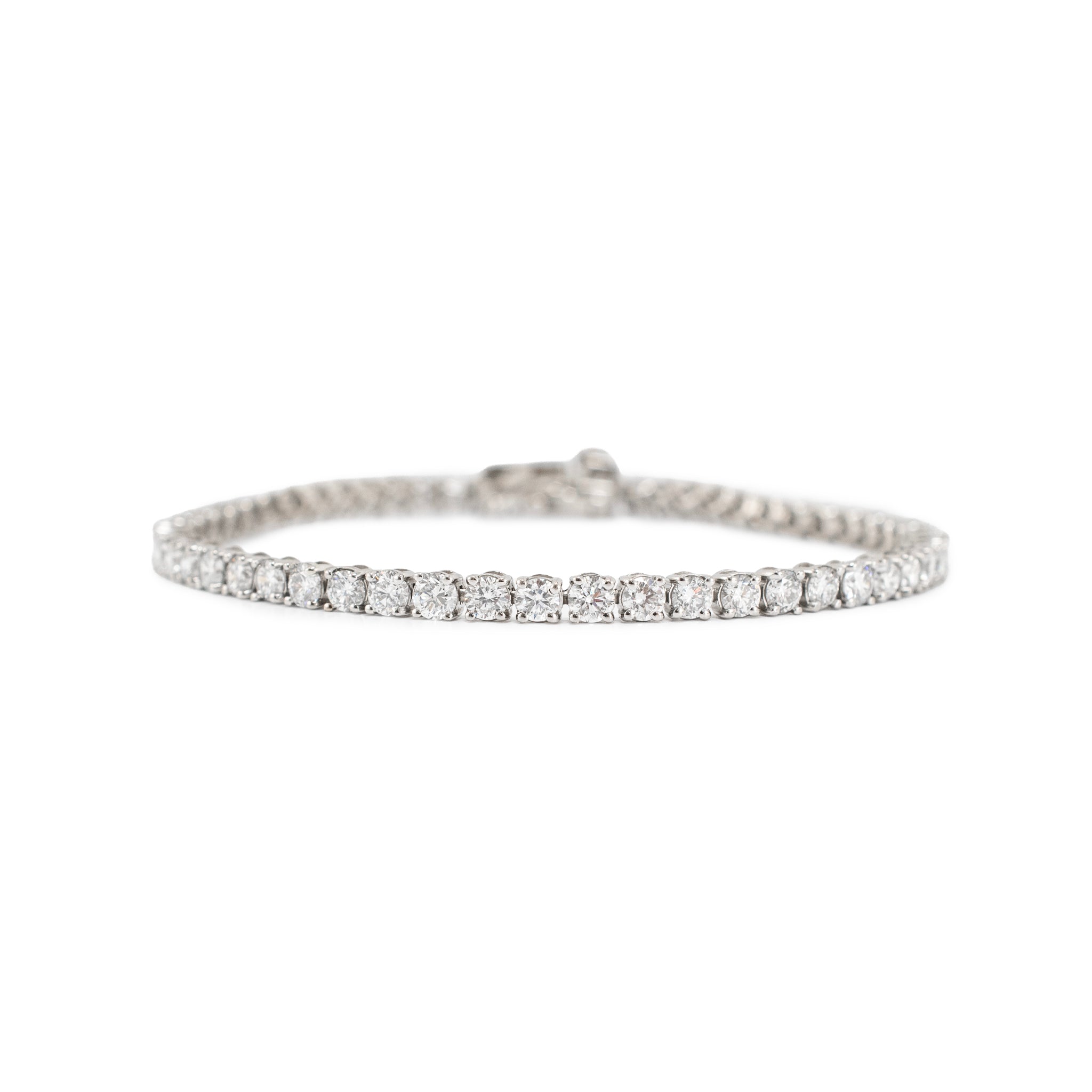 14K White Gold 5.70 Ctw Round Brilliant Lab Grown Diamond Tennis Bracelet