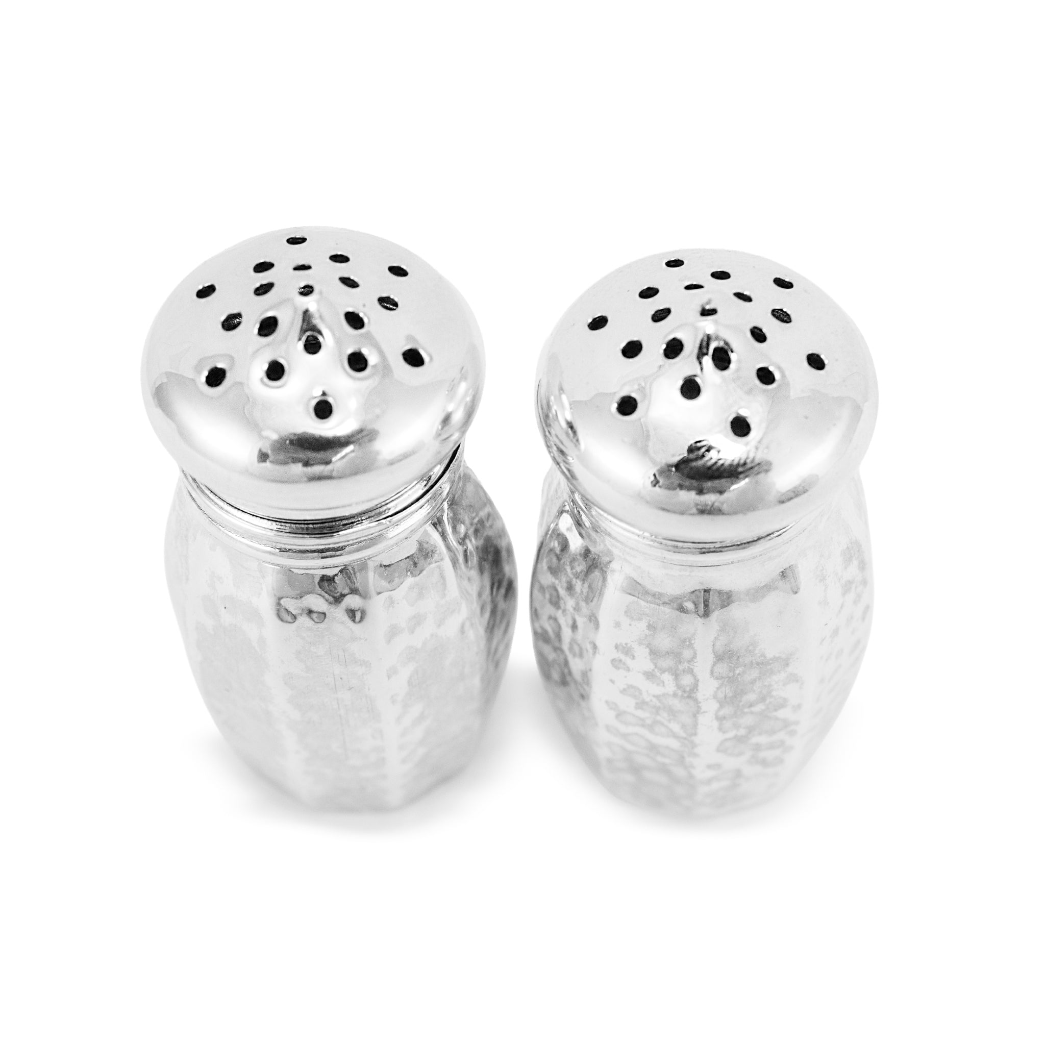 Vintage Sterling Silver Hammered Salt & Pepper Shakers Home Flatware Set