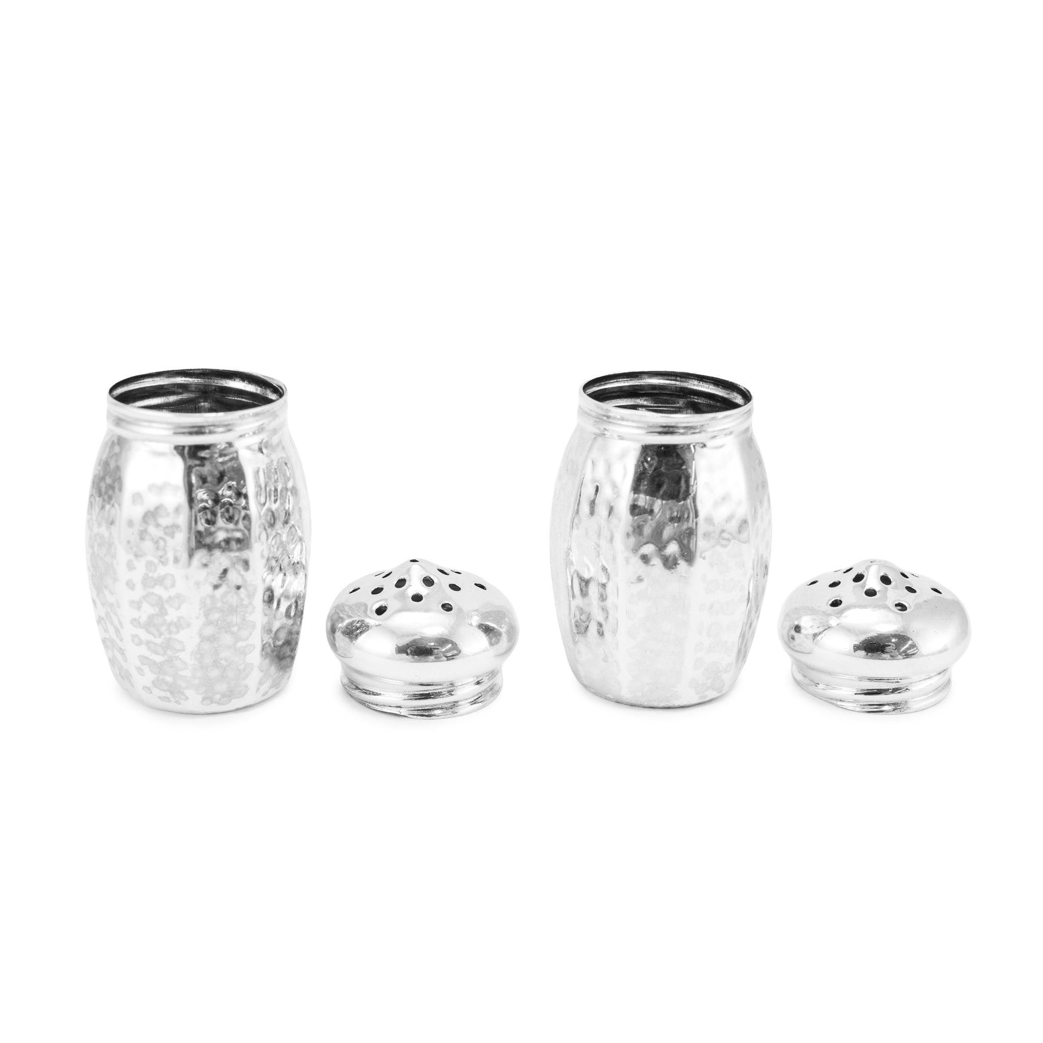 Vintage Sterling Silver Hammered Salt & Pepper Shakers Home Flatware Set