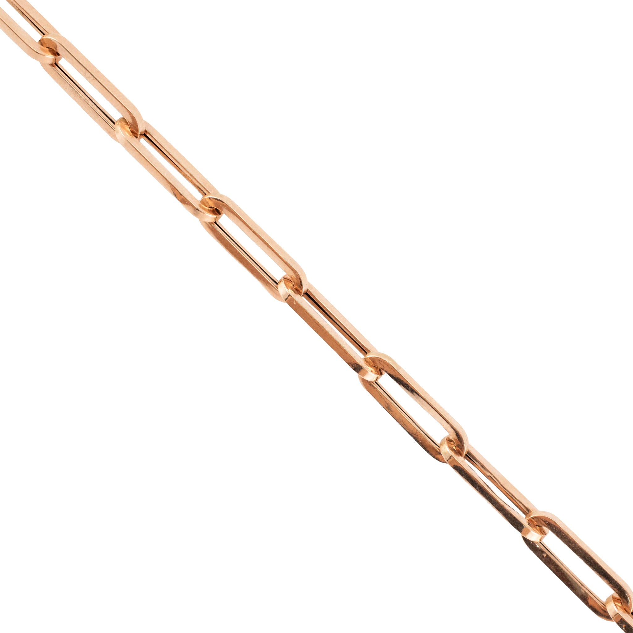 Unisex 14K Rose Gold 5.20mm Oval Paper Clip Link Chain Necklace