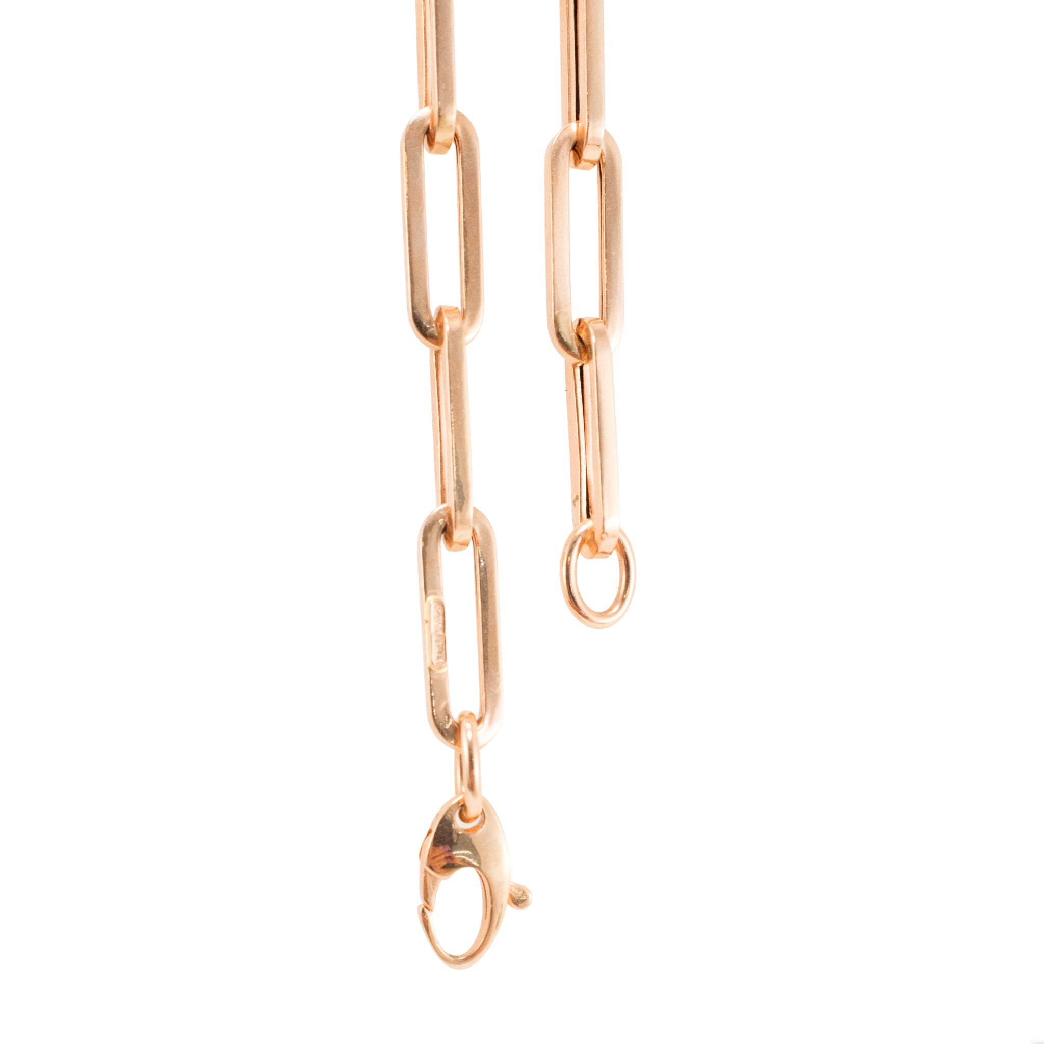Unisex 14K Rose Gold 5.20mm Oval Paper Clip Link Chain Necklace