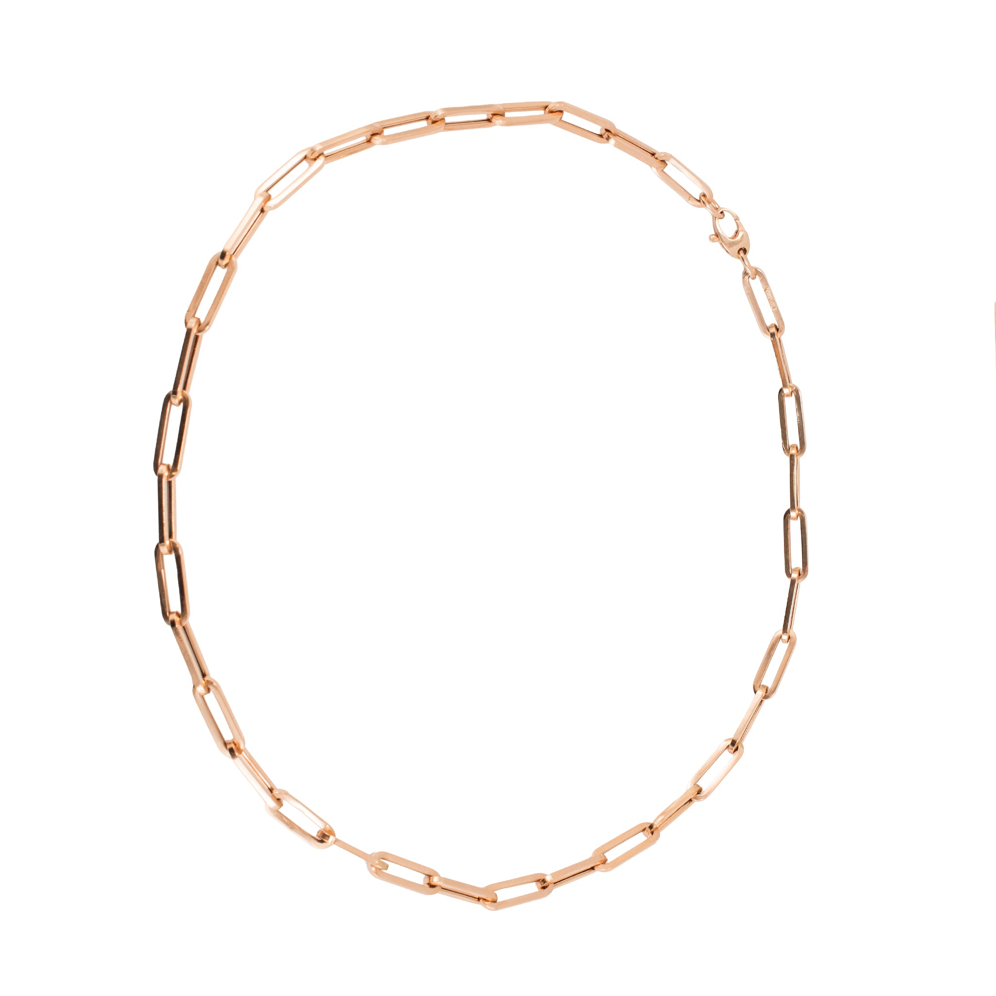 Unisex 14K Rose Gold 5.20mm Oval Paper Clip Link Chain Necklace